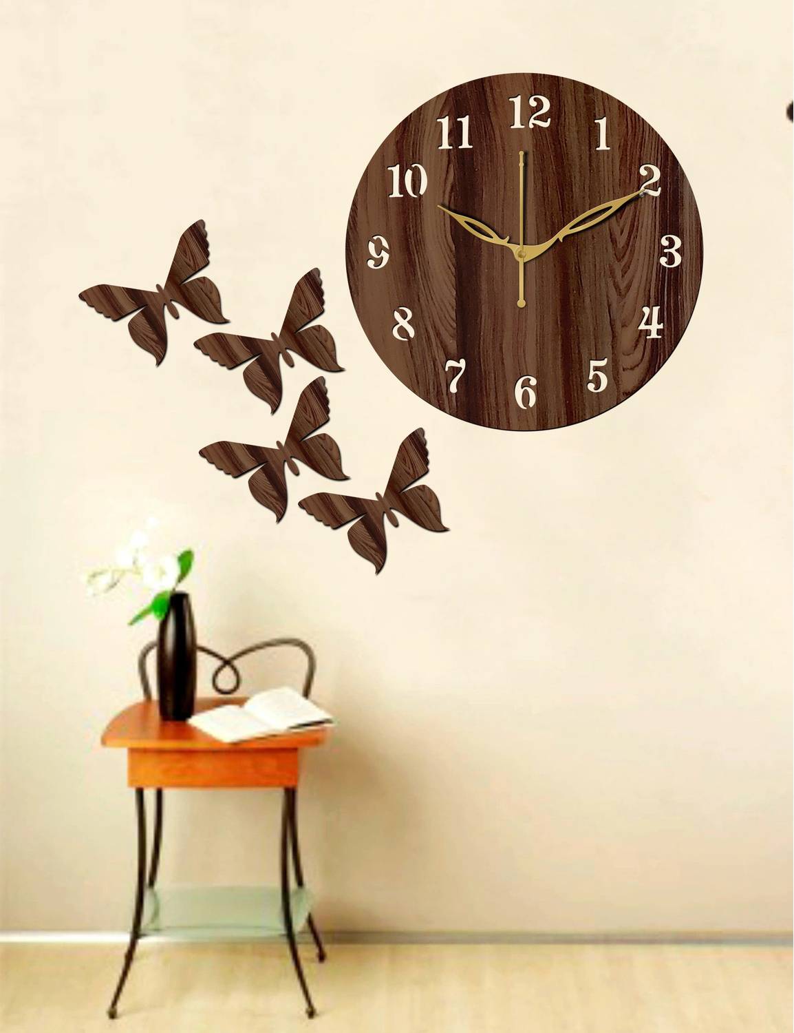 vpk Analog 25 cm X 25 cm Wall Clock (Brown, Without Glass, Standa