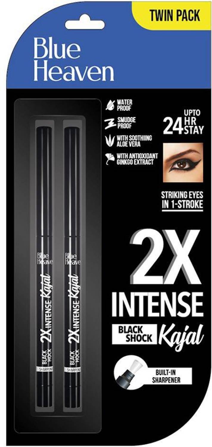 BLUE HEAVEN 2x Intense Kajal, Black Shock - Pack of 2