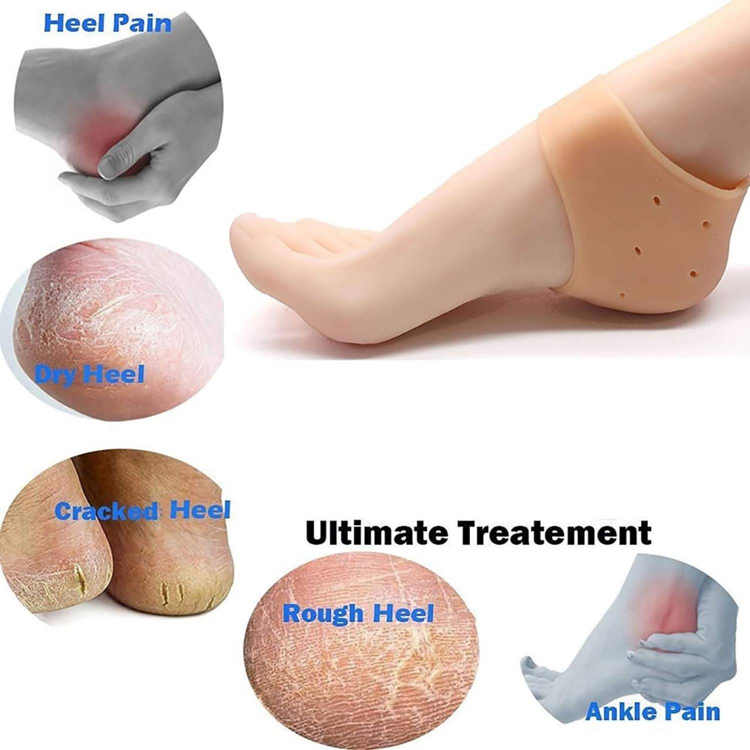 CareHut Half Heel Socks Anti Crack Silicon Gel Heel And Foot Protector Heel Support