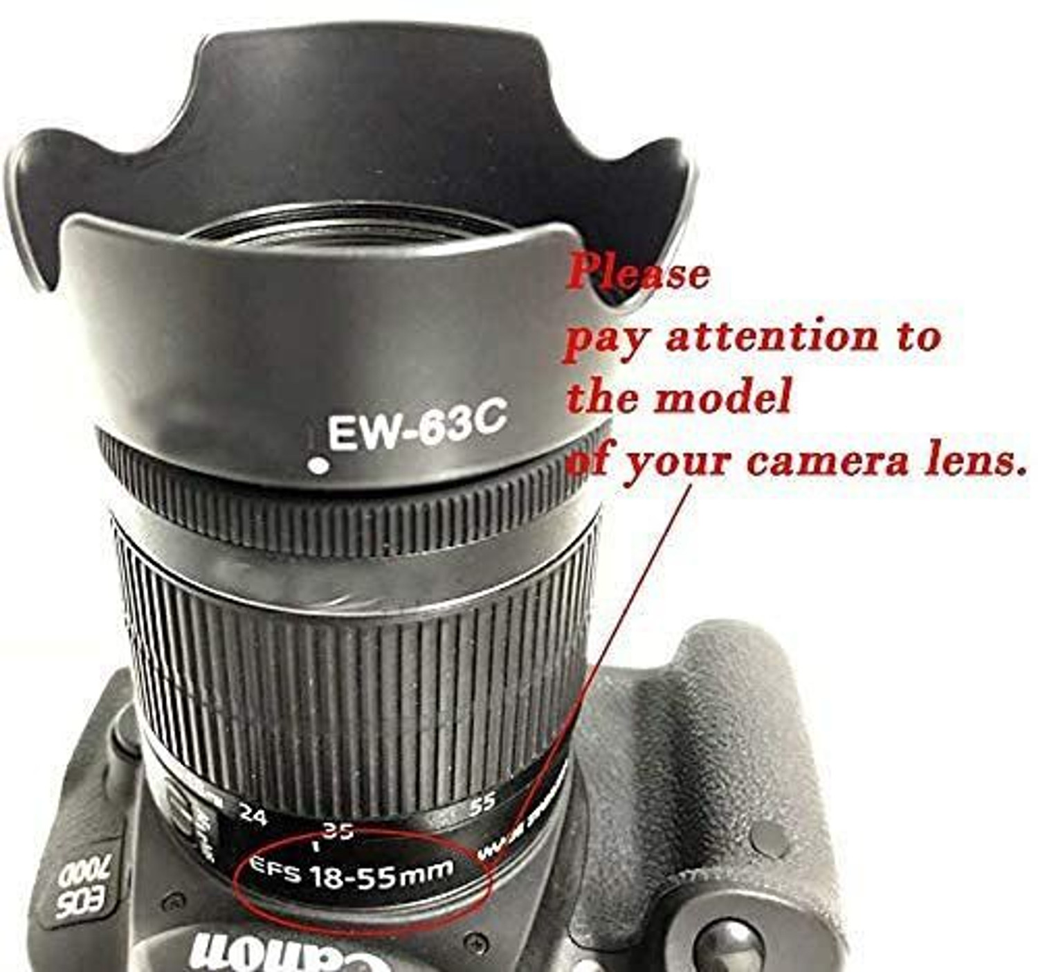 Image of SUPERNIC EW-63C Replacement Lens Hood for Canon EF-S 18-55mm f /3.5-5.6 is STM Lens with Microfiber Cloth Lens Hood