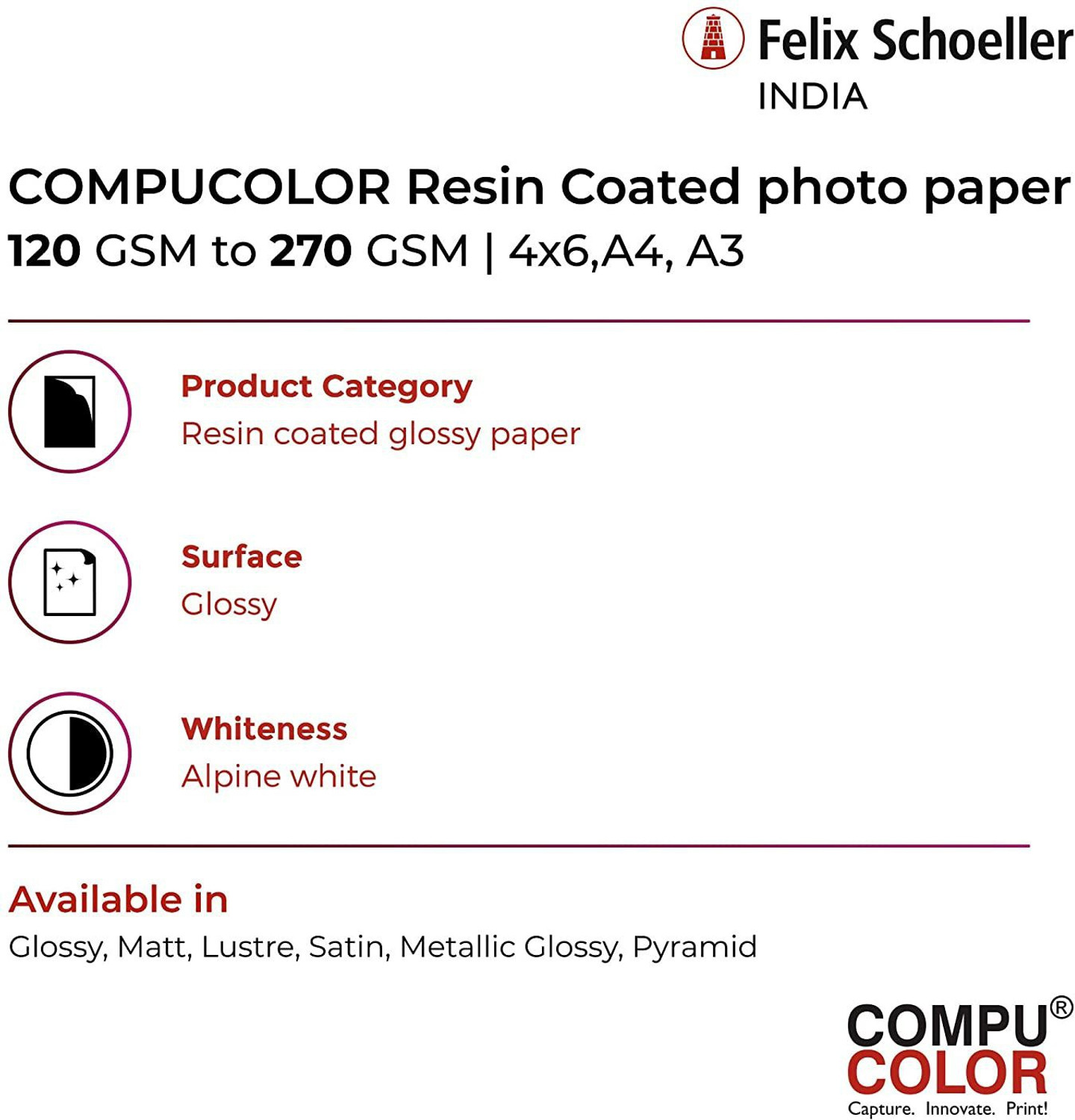 Image of COMPU COLOR RESIN COATED TRUE Photo Glossy Photo Paper 270GSM (4x6 inches, 400 sheets) Unruled 4x6 Inch 270 gsm Photo Paper (Set of 1, White)