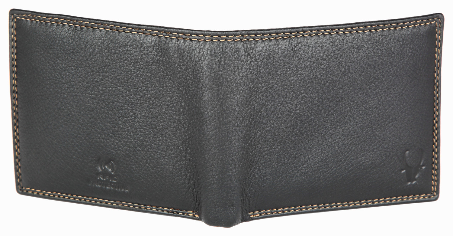 Image of WILDHORN Men Black Genuine Leather Wallet