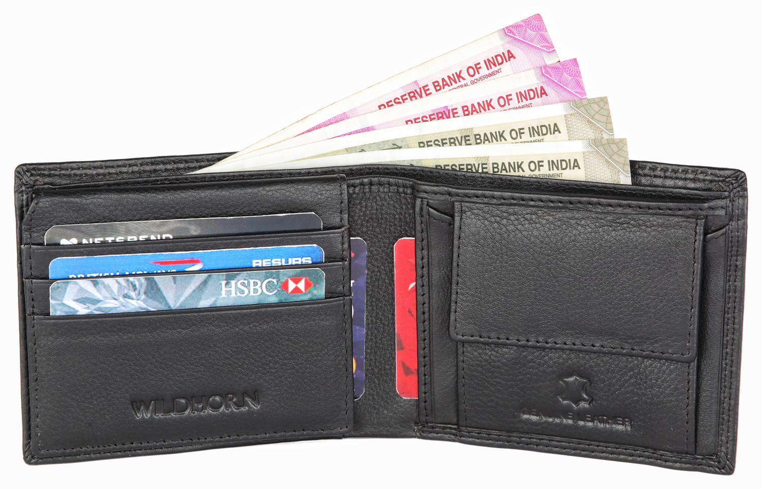 Image of WILDHORN Men Black Genuine Leather Wallet
