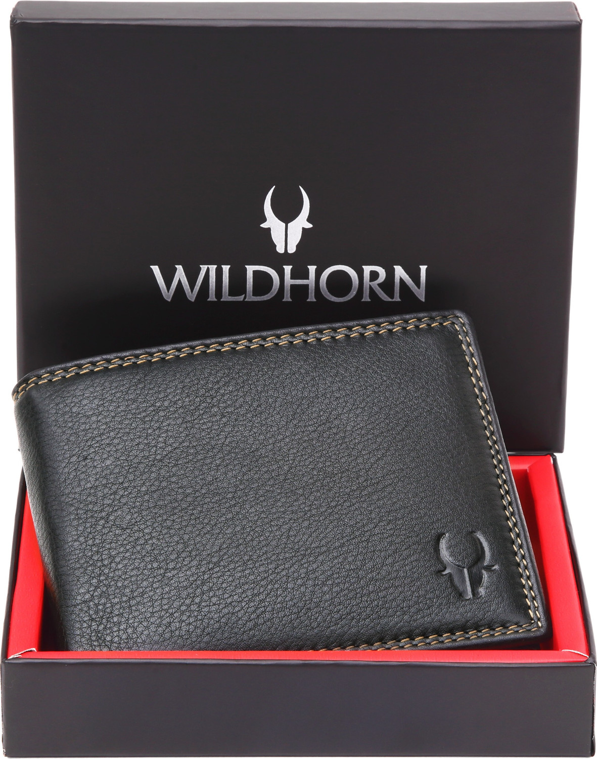 Image of WILDHORN Men Black Genuine Leather Wallet