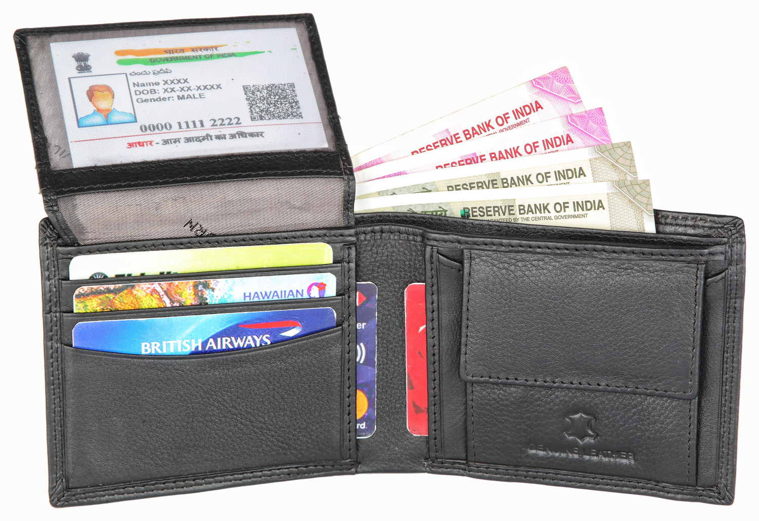 Image of WILDHORN Men Black Genuine Leather Wallet