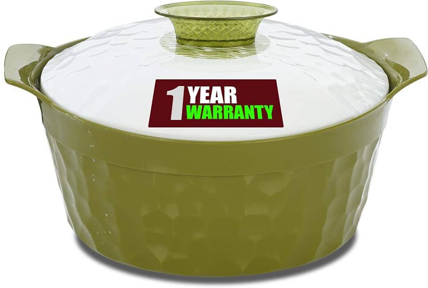 BlueBerry's Hexon Inner Stainless Steel and Food Grade Modern Insulated Hot Pot (Green White, 2000 ml) Thermoware Casserole