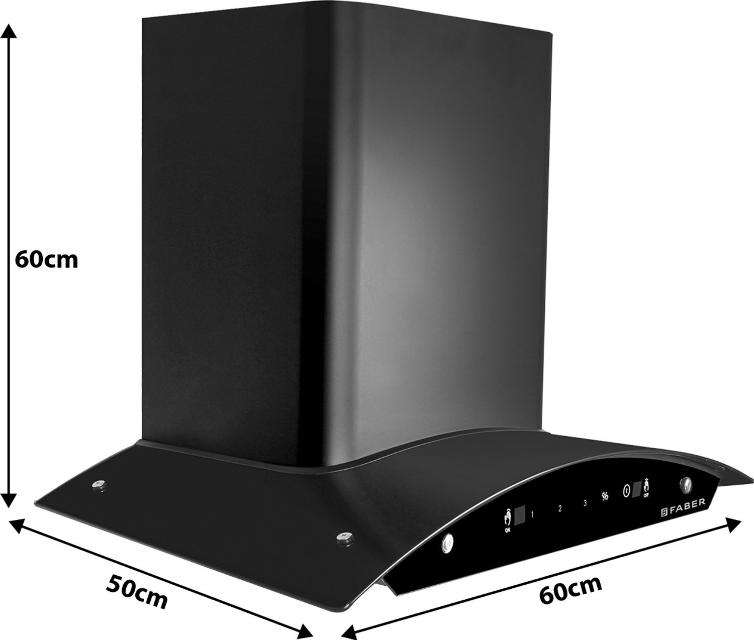 Image of FABER HOOD SUNNY HC SC BK 60 Auto Clean Wall Mounted Black 1200 CMH Chimney