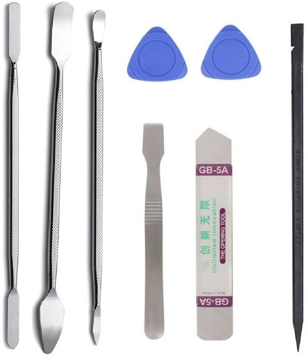 Image of WOWSOME 8 in 1 Opening Pry Tool Kit with 3 Pcs Metal Spudger Dual Ends Opening Pry Tools for disassemble the LCD display iphone, iPad, iPod, Tablet, Laptop, MacBook and more Speeder Tool
