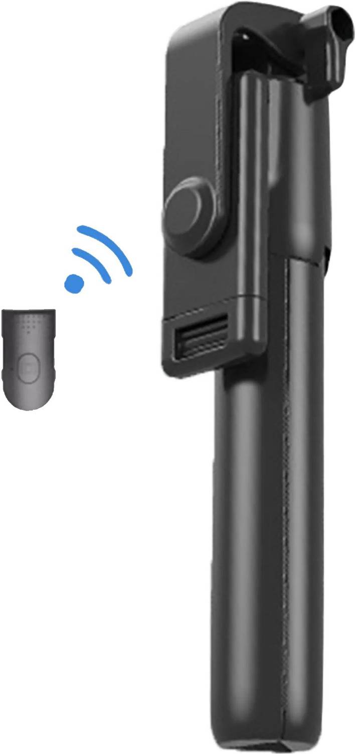 amesco Highly 3 in1 Selfie Stick Multi-Function Wireless Bluetooth R1 Selfie Stick with Remote Shutter 360 Rotate Extendable Handheld Foldable Mini Tripod Stand Foldable | Tripod | Selfie Stick | Bluetooth Shutter for Smartphones Professional Remote Control Selfie Stick Monopod Black 3 Axis Gimbal for Mobile