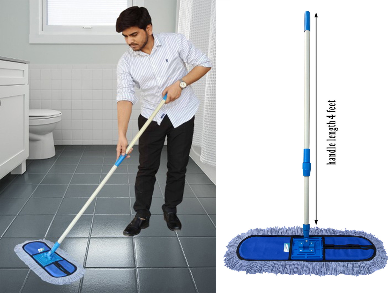 Image of Livronic Wet and Dry Cotton Pad Floor Mop 67x14x5 (18-Inch) Colour May Vary Wet & Dry Mop Dust Mop (Blue)