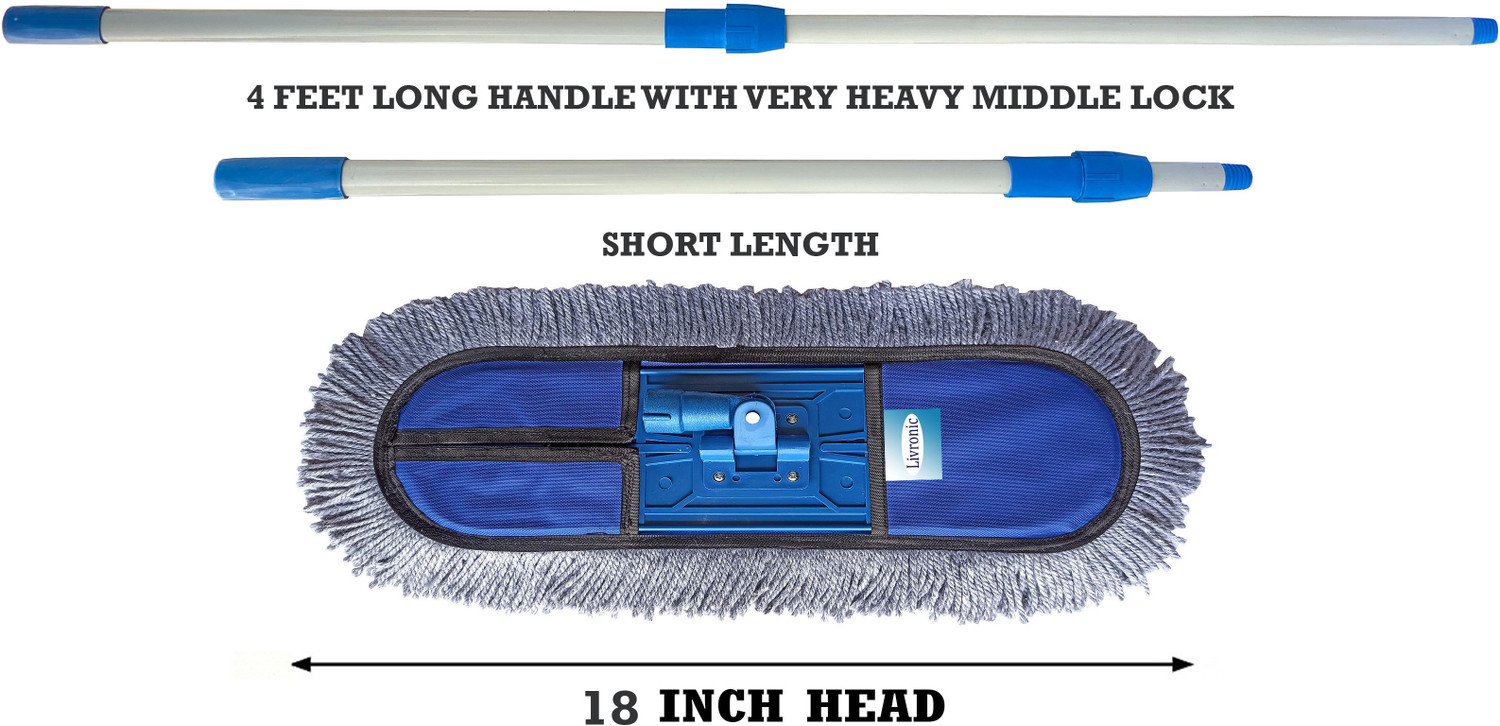 Image of Livronic Wet and Dry Cotton Pad Floor Mop 67x14x5 (18-Inch) Colour May Vary Wet & Dry Mop Dust Mop (Blue)