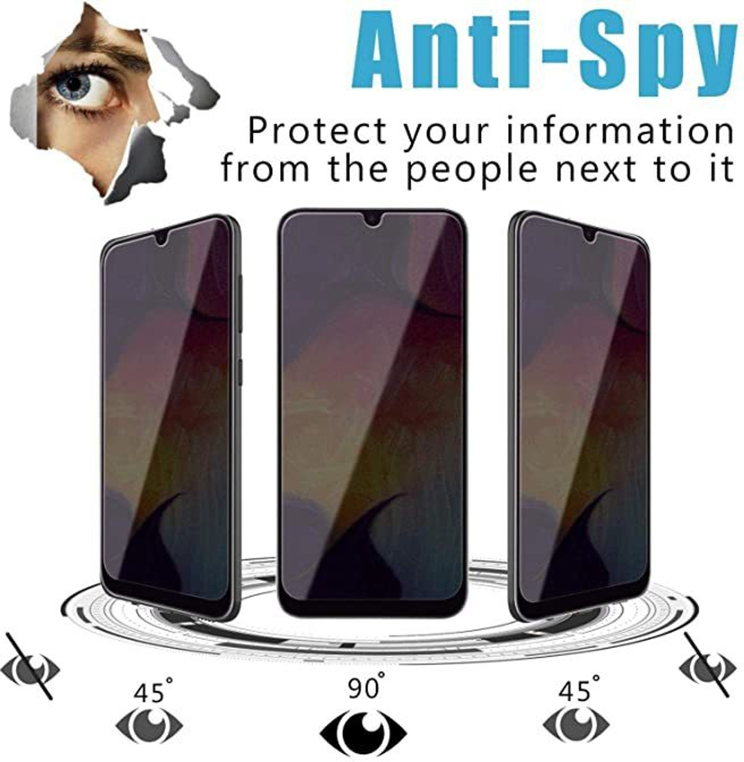 Image of ELEF Tempered Glass Guard for Samsung Galaxy A14 5G Full Coverage Anti-Spy 9H Hardness Screen Protector