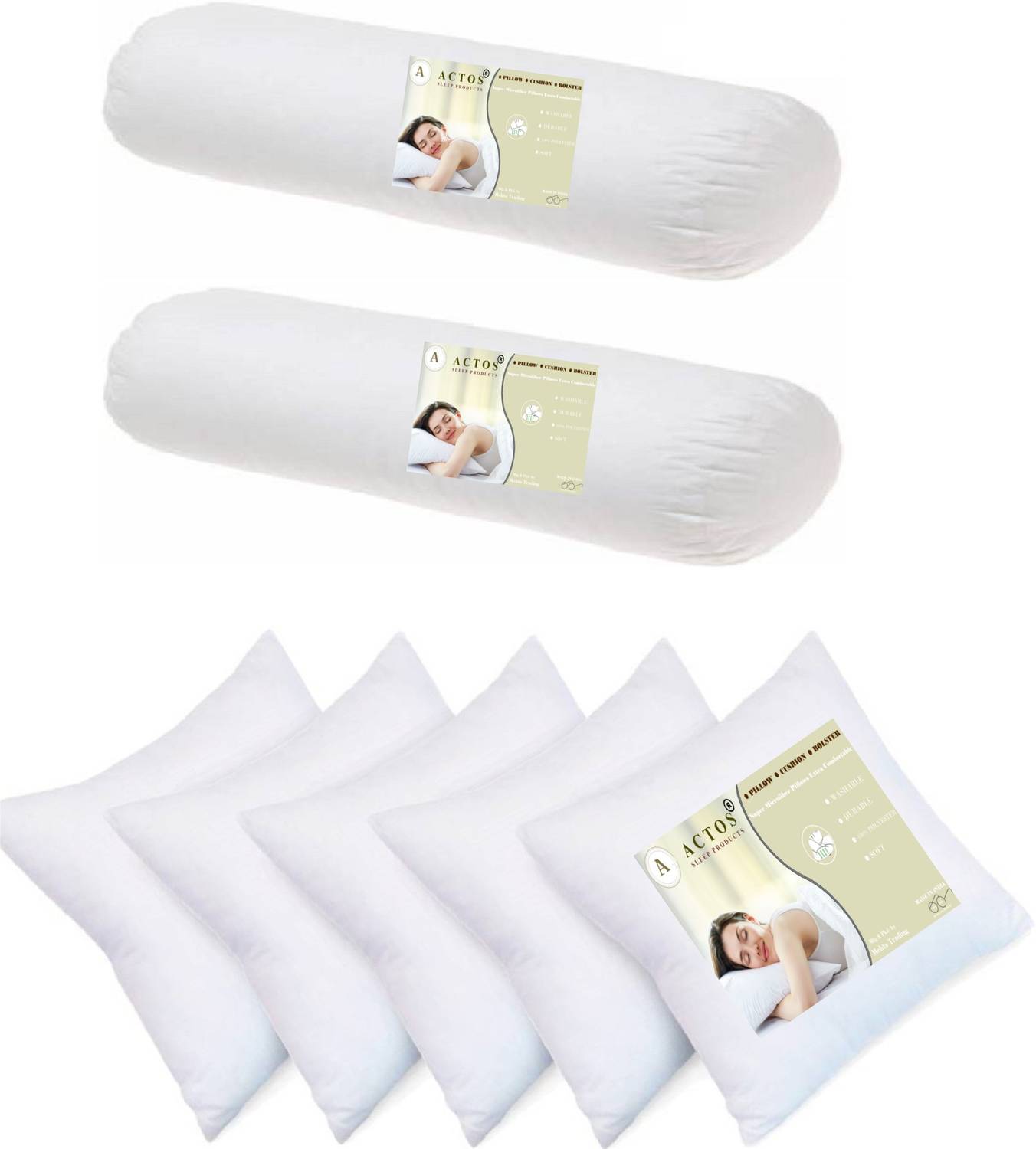 ACTOS Microfibre Cushion Pack of 7 Solid Combo Set Of 5 Cushion And 2