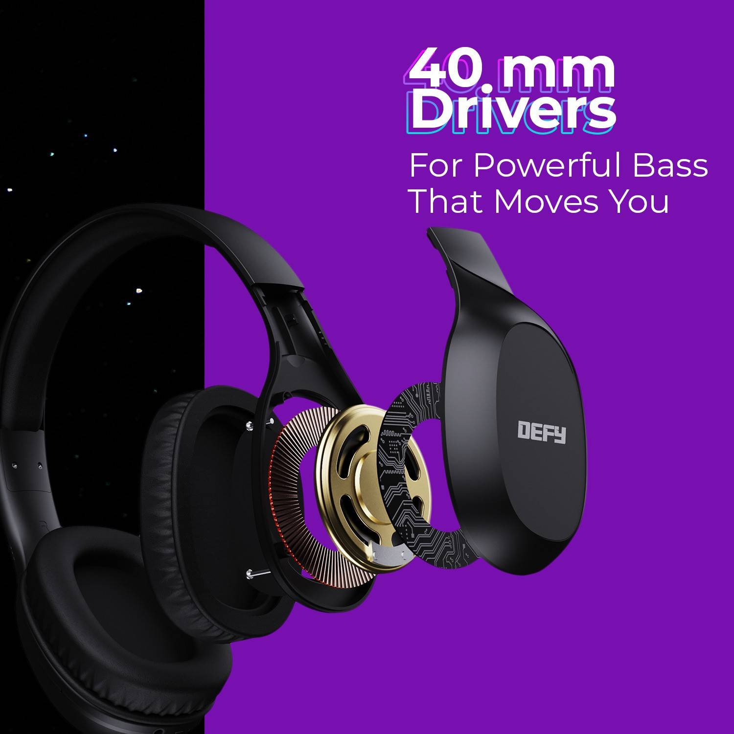 DEFY BassX DWH01 Bluetooth Gaming Headphones - Image 2