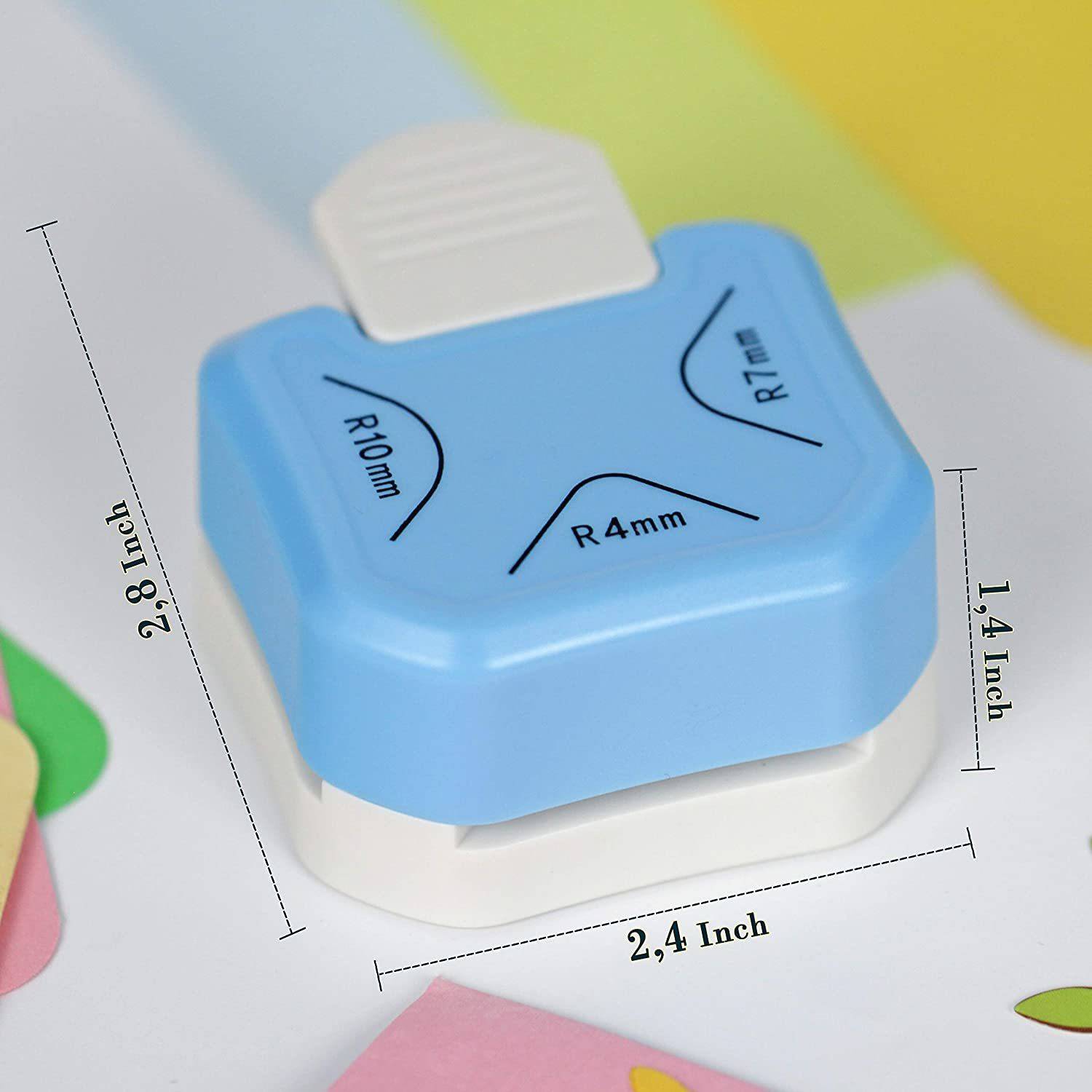 A&S TOOLSHOP 3 in 1 Corner Cutter Punch for DIY Art & Crafts, Photo Cutter, Project Book Making, Angle Eater (Size - R4mm, R7mm and R10mm, blue) Punches & Punching Machines