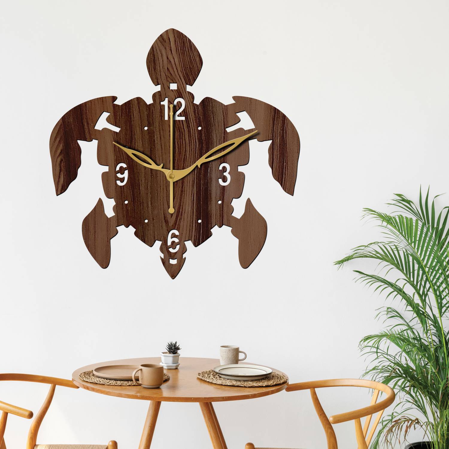 Yami Analog 25 cm X 25 cm Wall Clock (Brown, Without Glass, Stand