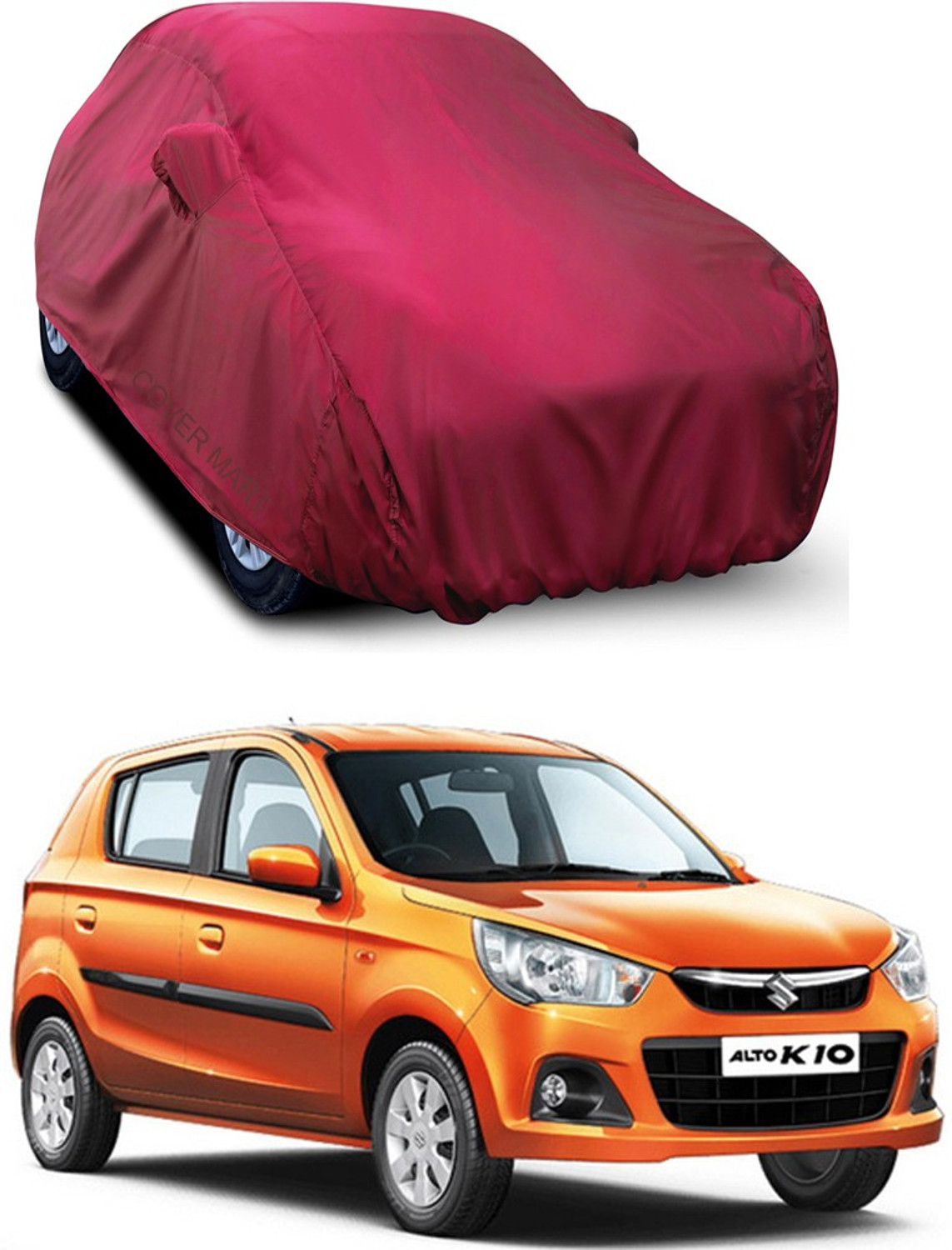 Image of COVER MART Car Cover For Maruti Suzuki Alto K10 VXI AGS Optional (With Mirror Pockets)