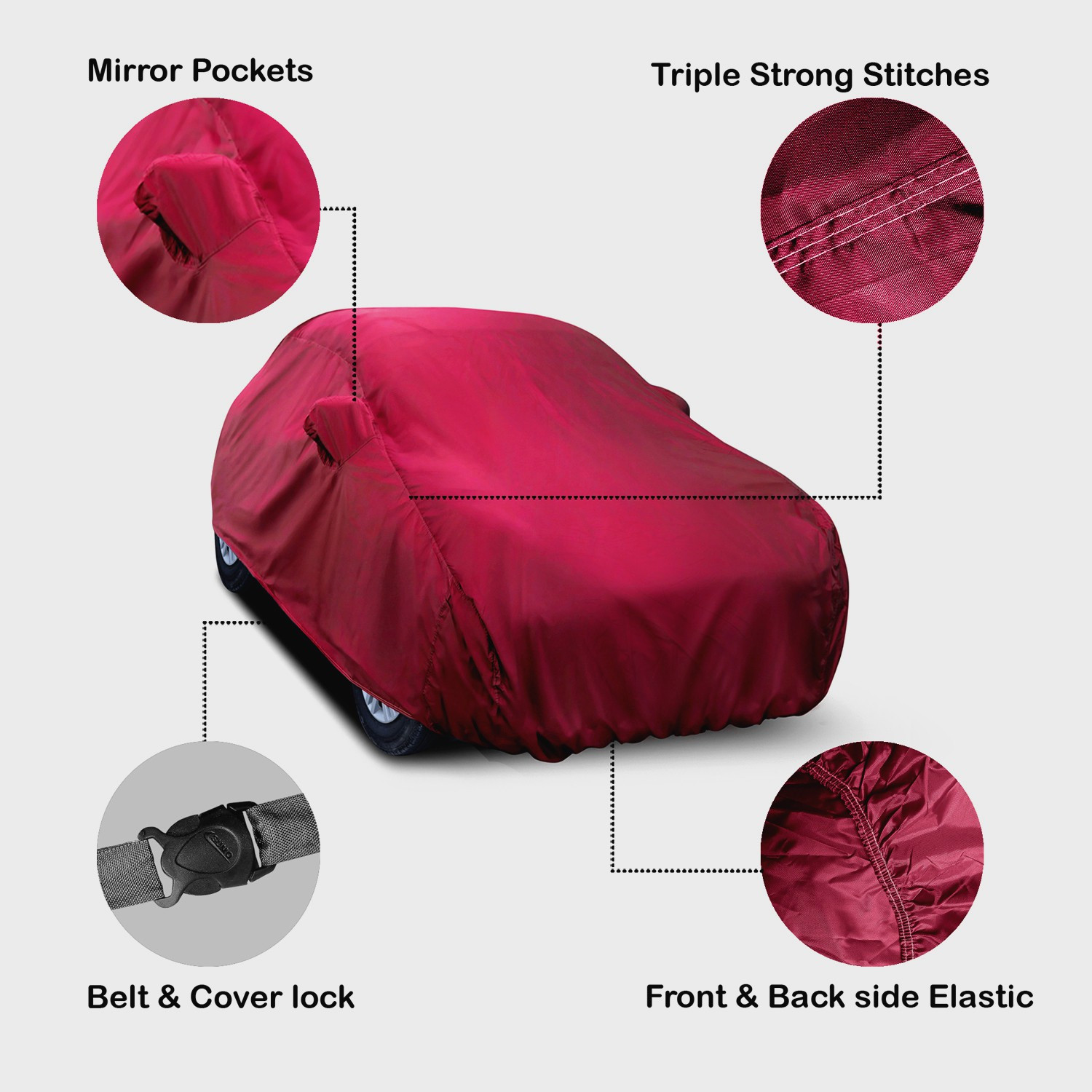 Image of COVER MART Car Cover For Maruti Suzuki Alto K10 VXI AGS Optional (With Mirror Pockets)