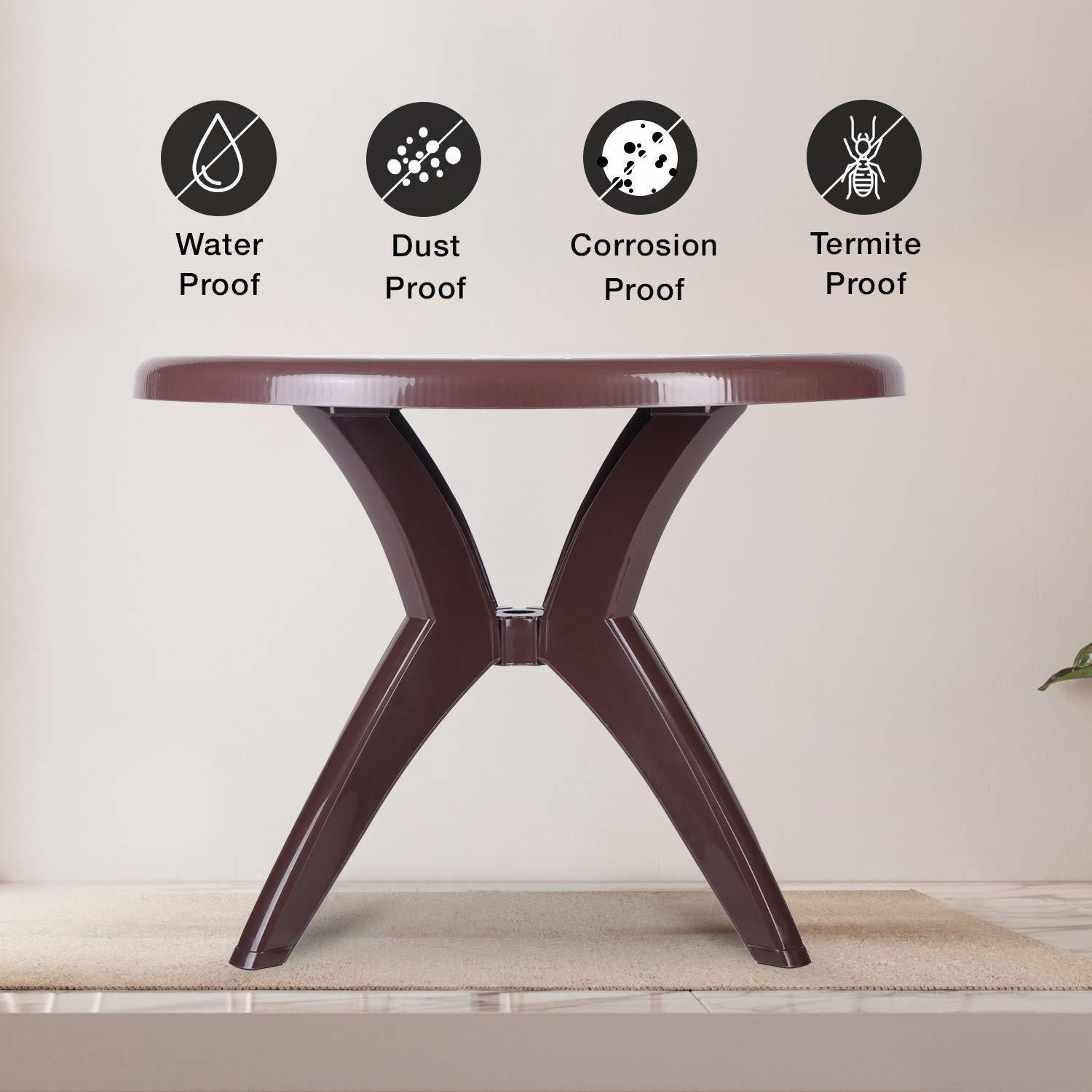 Image of Supreme Marina Brown Dinning Table Plastic 4 Seater Dining Table