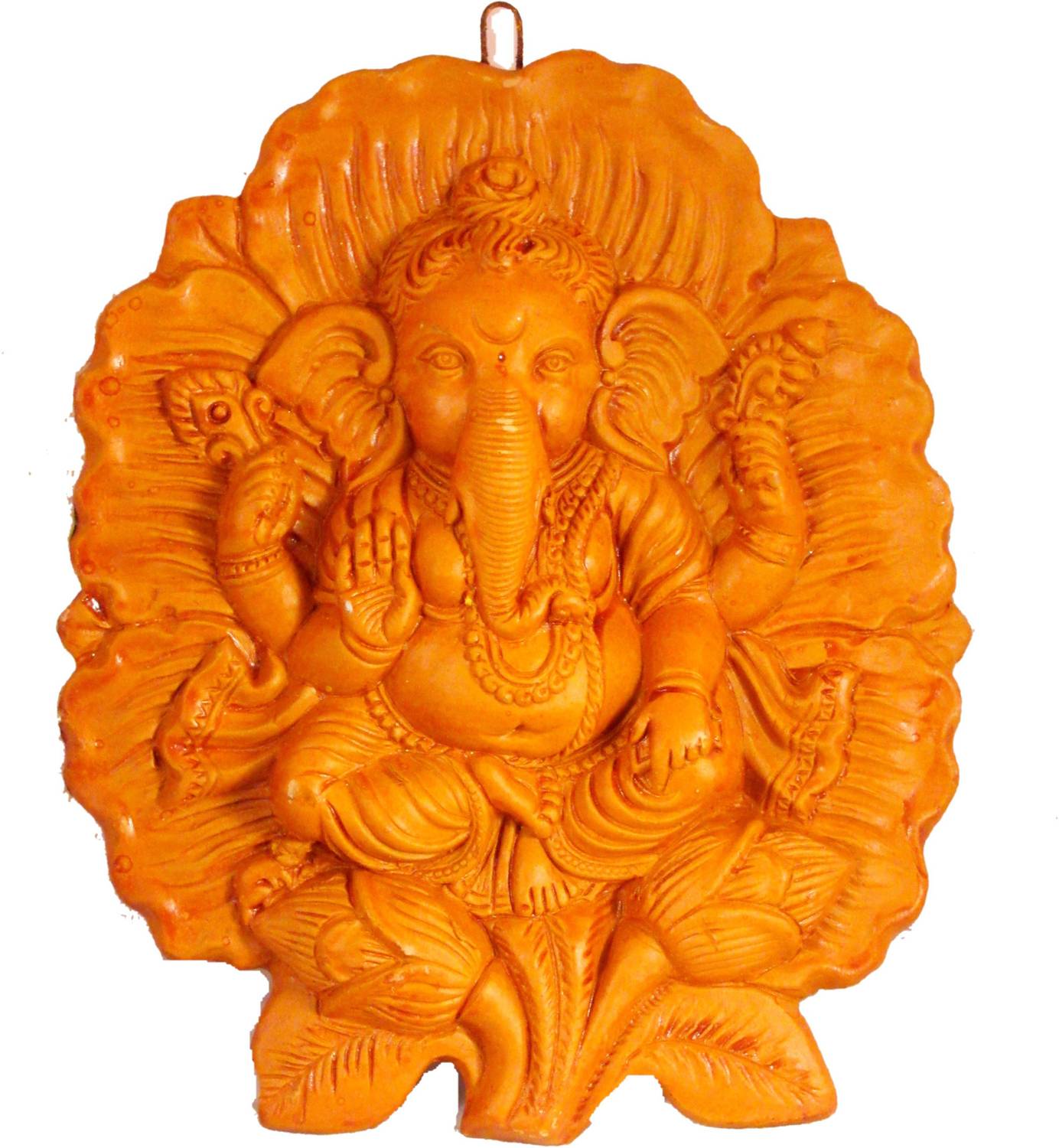 SUNINOW Ganesha Wall Hanging | Ganesh Wall Hanging | Ganesh Terracotta Idol | Decorative Showpiece  -  22 cm