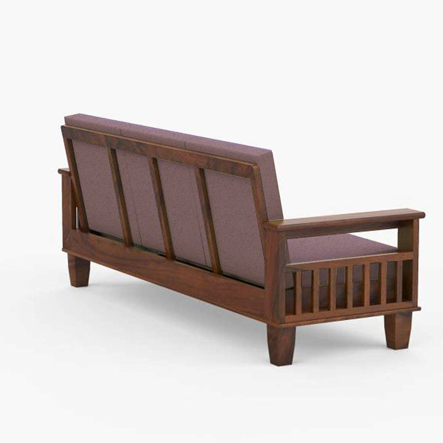 Image of Kendalwood Furniture Solid Wood 3 Seater Wooden Sofa set for living Room Furniture Fabric 3 Seater Sofa
