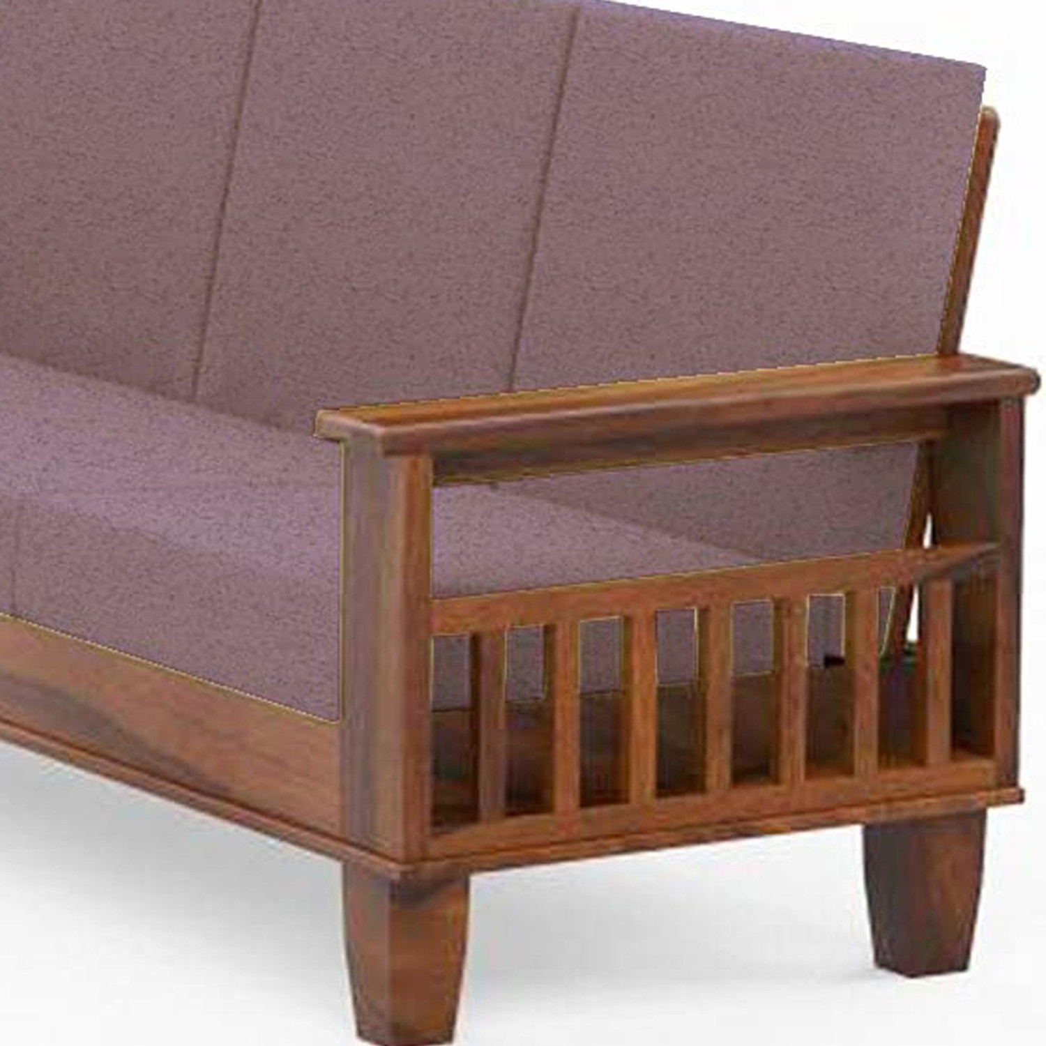 Image of Kendalwood Furniture Solid Wood 3 Seater Wooden Sofa set for living Room Furniture Fabric 3 Seater Sofa