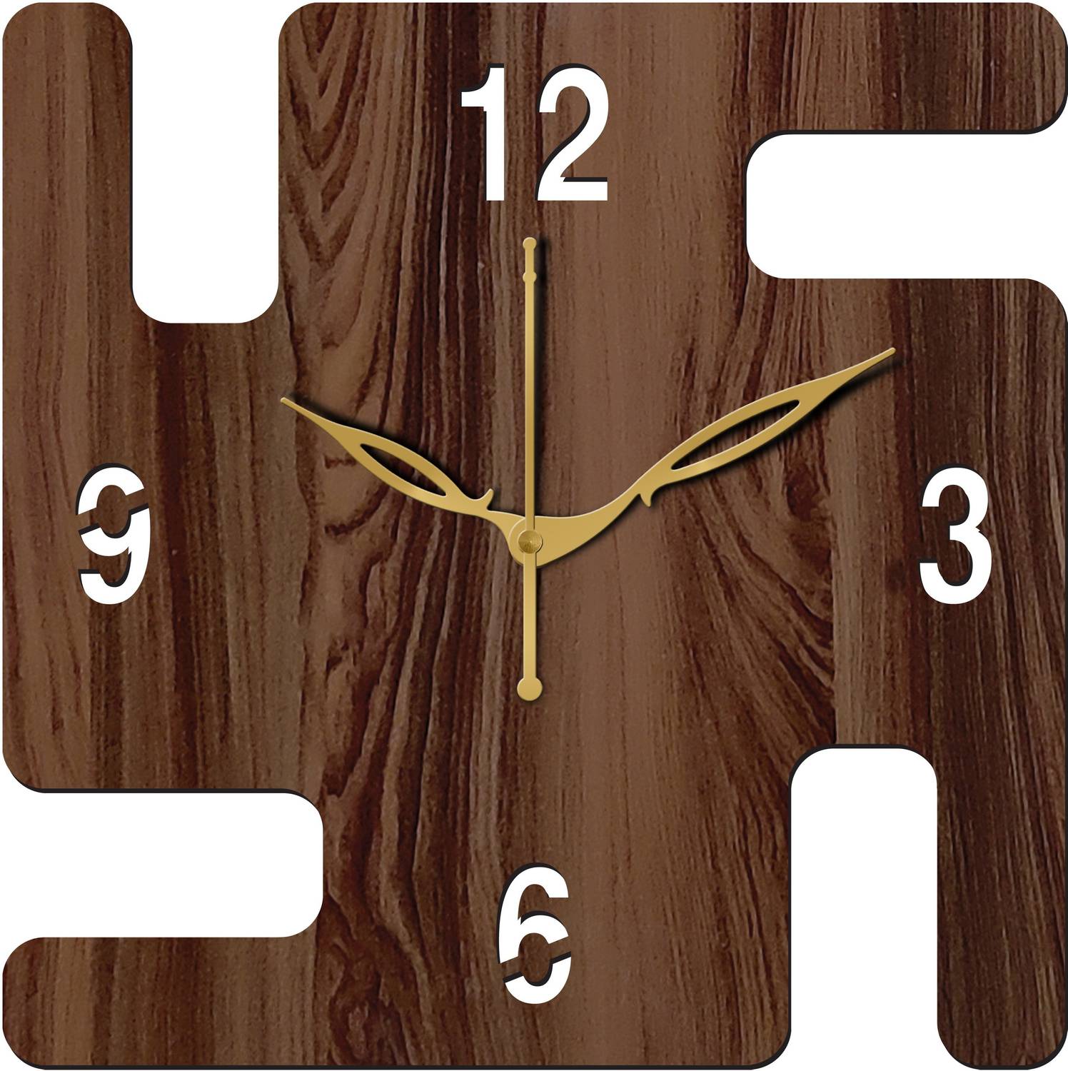 vpk Analog 25 cm X 25 cm Wall Clock (Brown, Without Glass, Standa