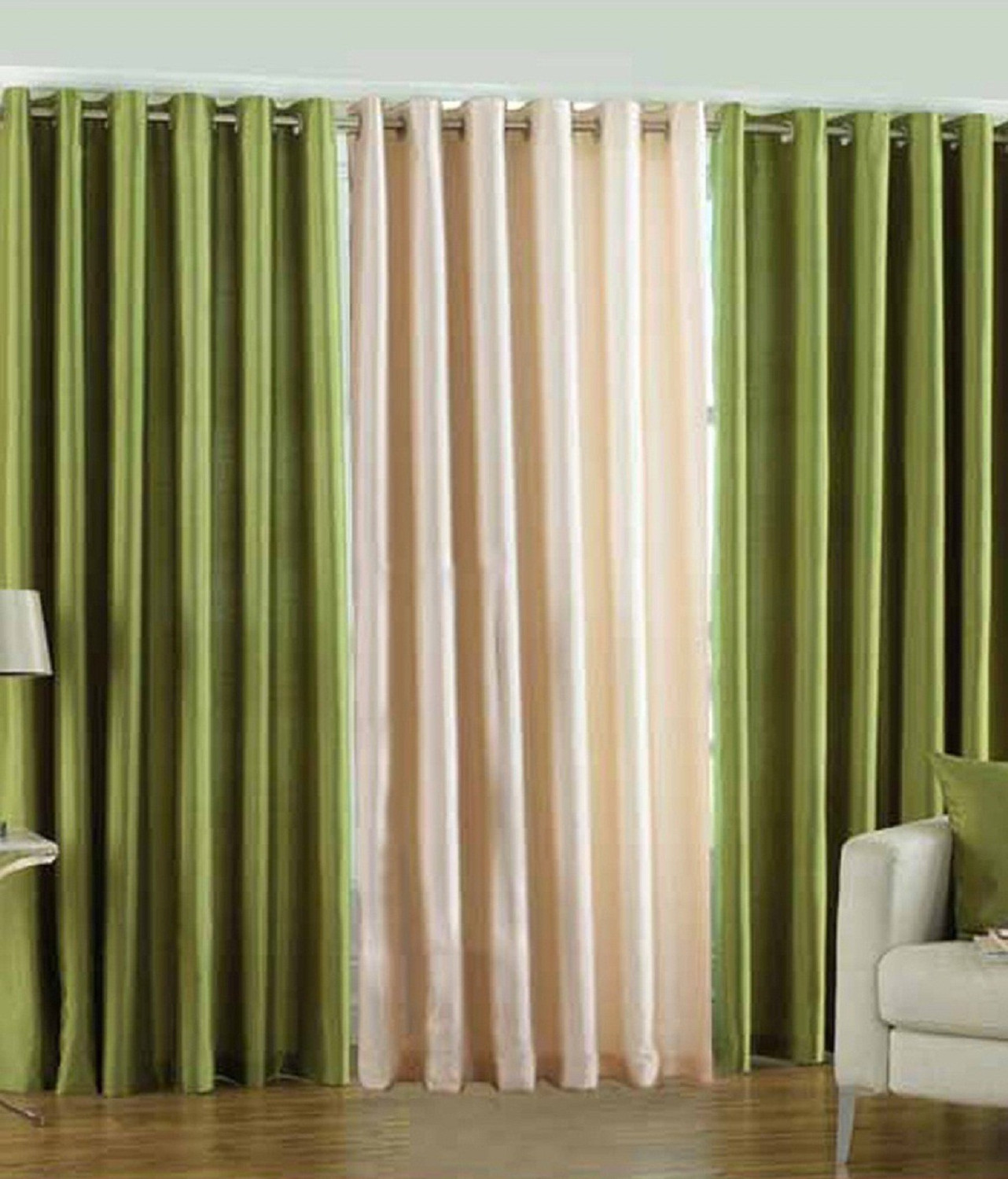 Image of Panipat Textile Hub 152 cm (5 ft) Window Polyester Semi Transparent Curtain (Pack Of 3)