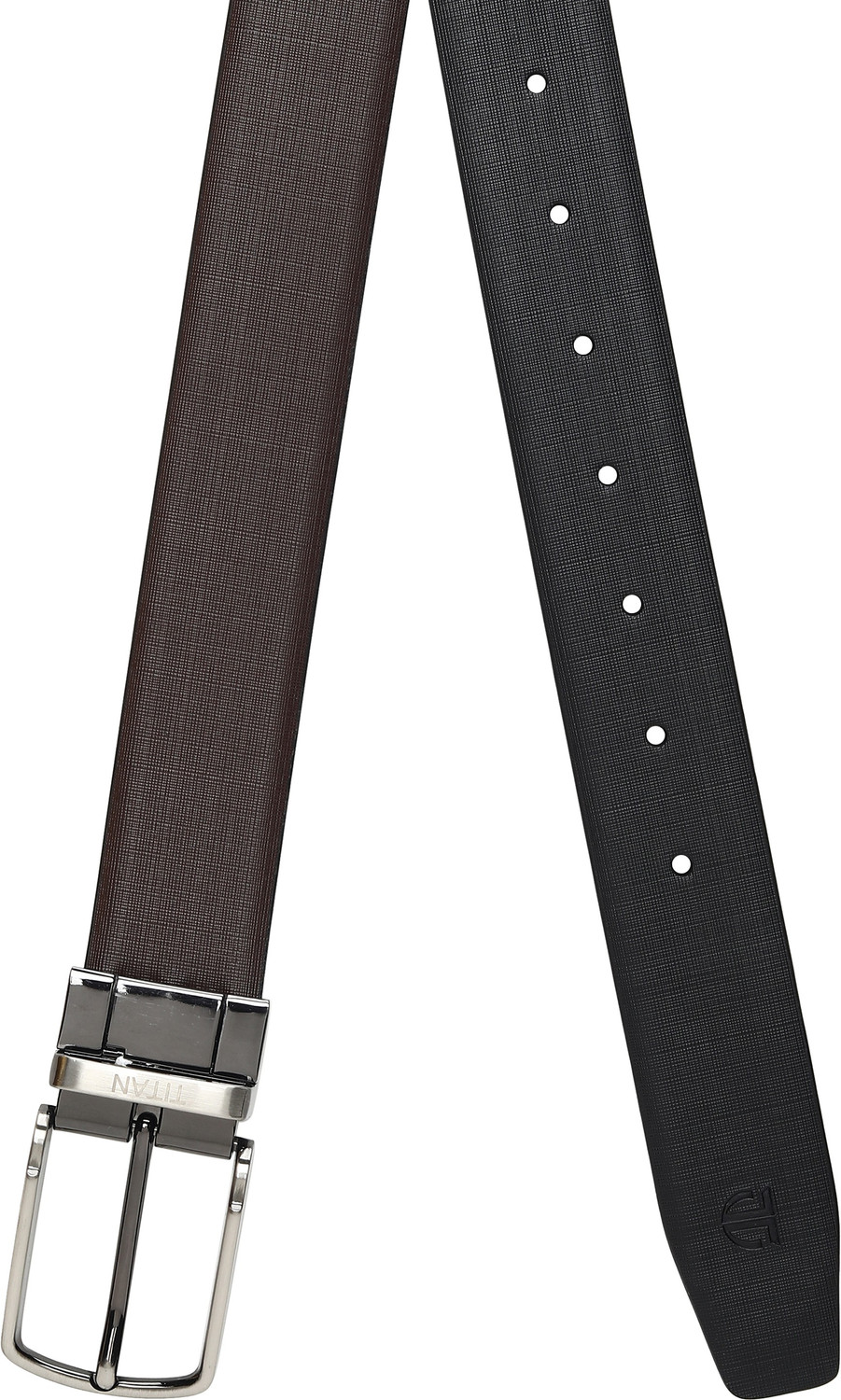 Image of Titan Men Formal Black Genuine Leather Reversible Belt