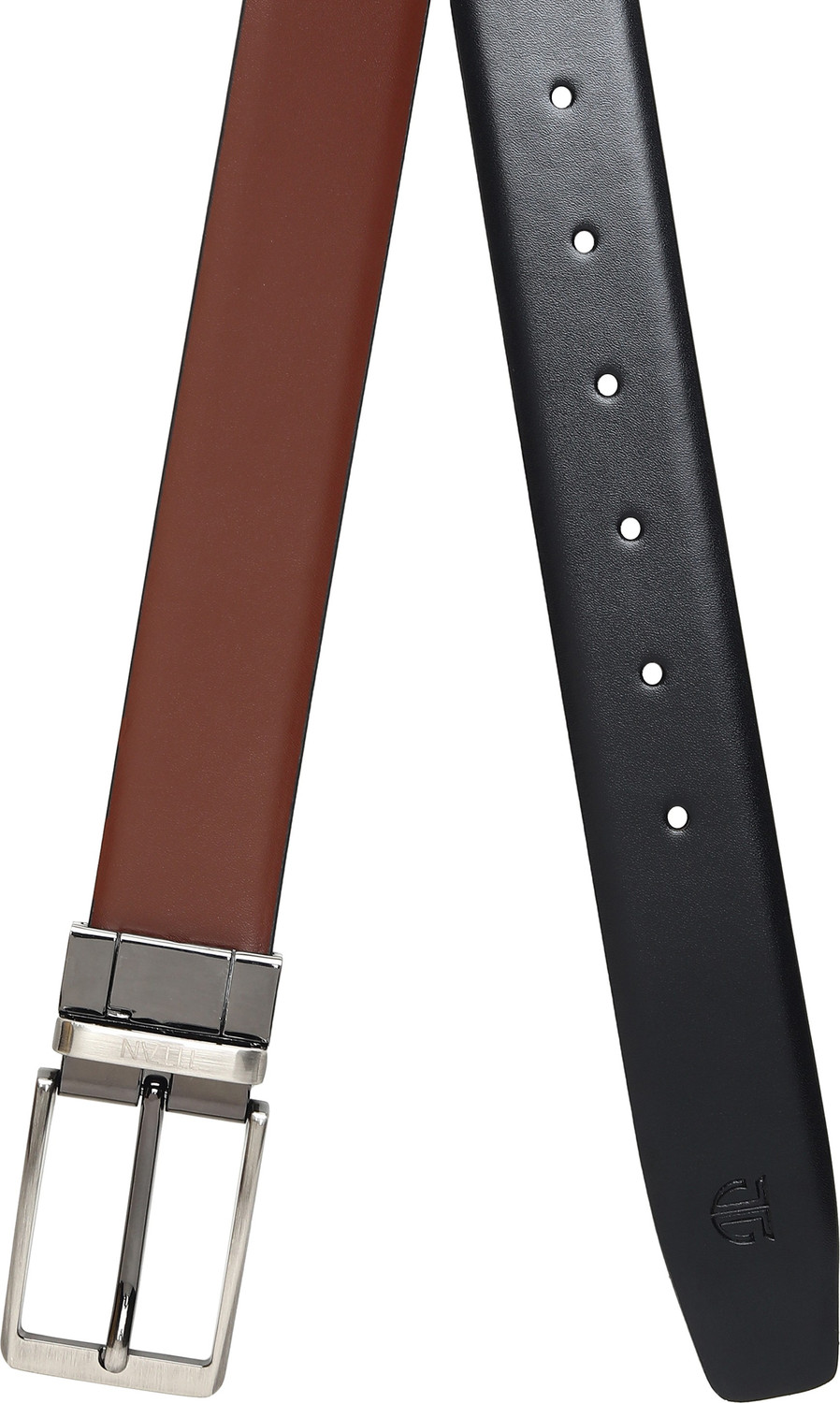 Image of Titan Men Formal Black Genuine Leather Reversible Belt