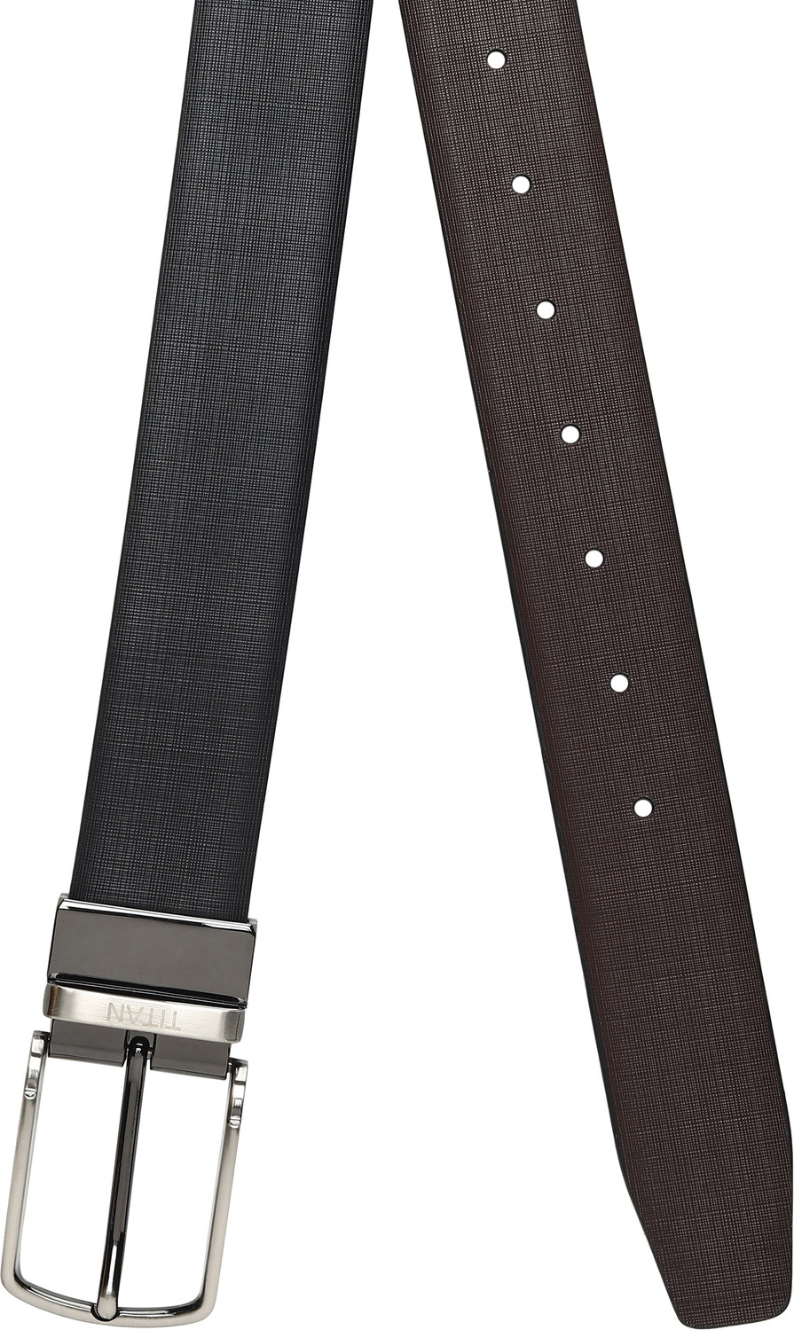 Image of Titan Men Formal Black Genuine Leather Reversible Belt