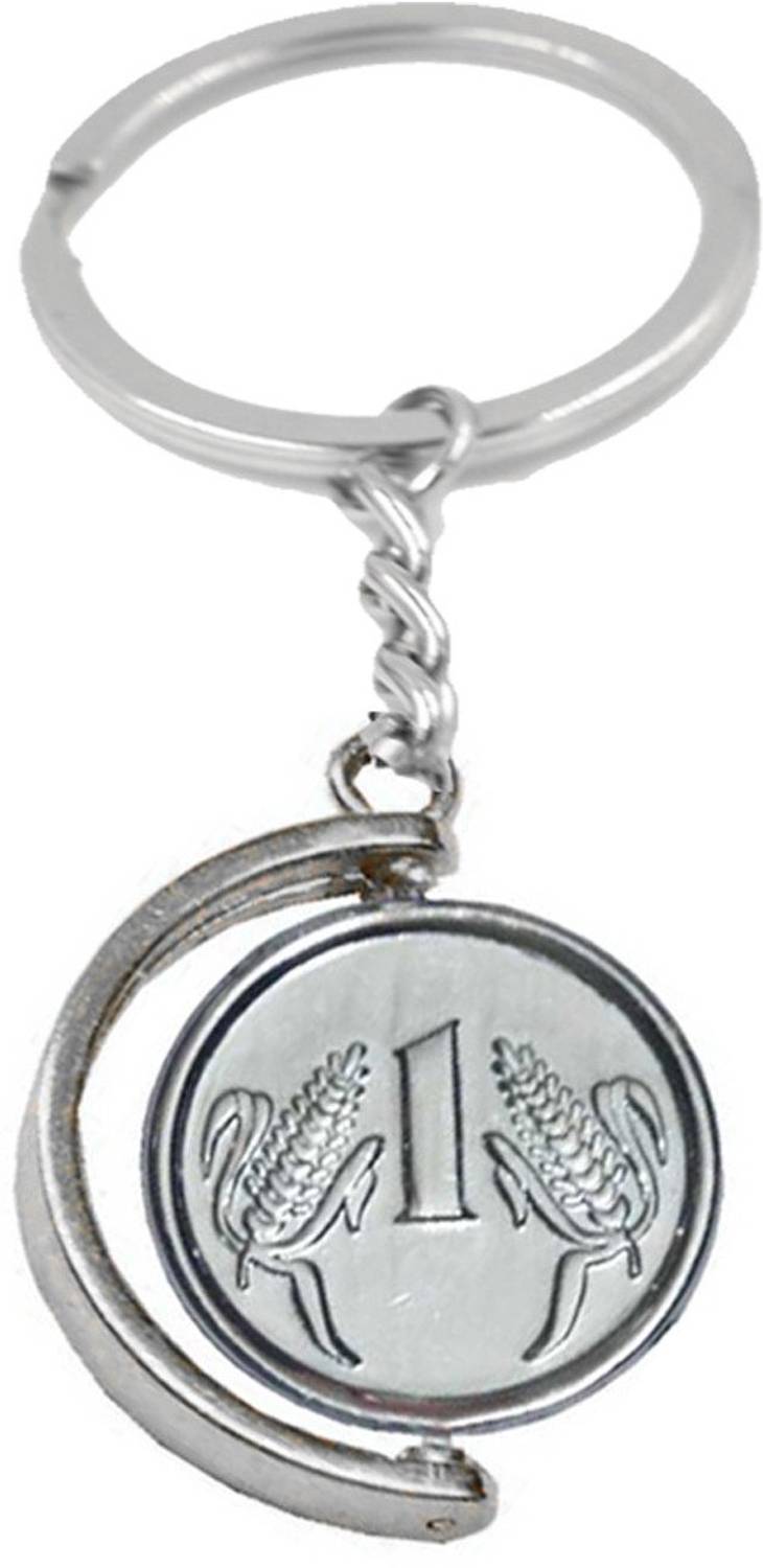 AFH One Rupees Coin Silver Decorative Key Chain for Gifting Key