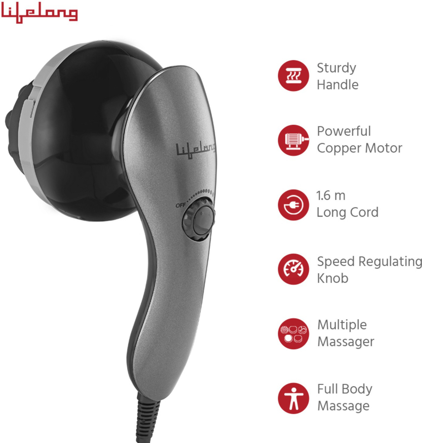 Image of Lifelong Llcmb620 Massager (Grey and Black)