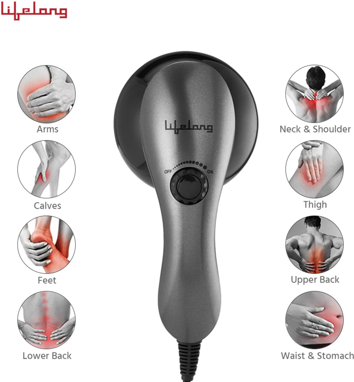Image of Lifelong Llcmb620 Massager (Grey and Black)