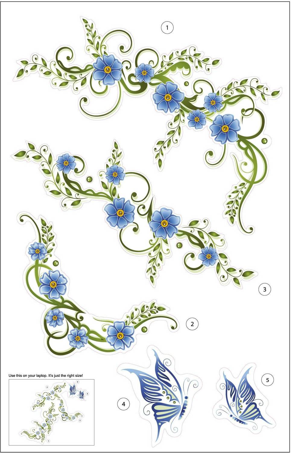 Asian Paints 67.5 cm Flowers & Butterflies Removable Sticker
