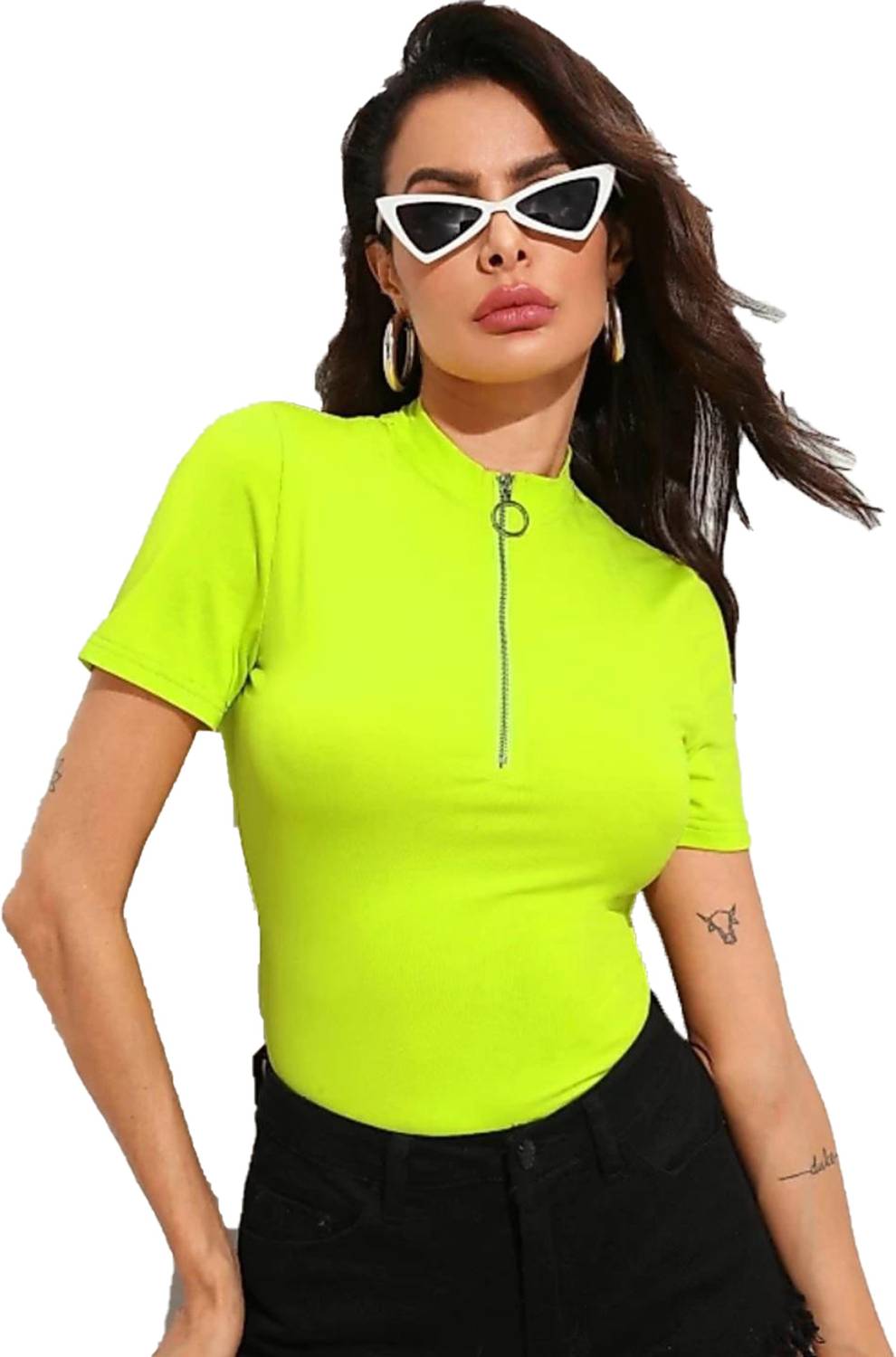 ANBICH Casual Solid Women Light Green Top