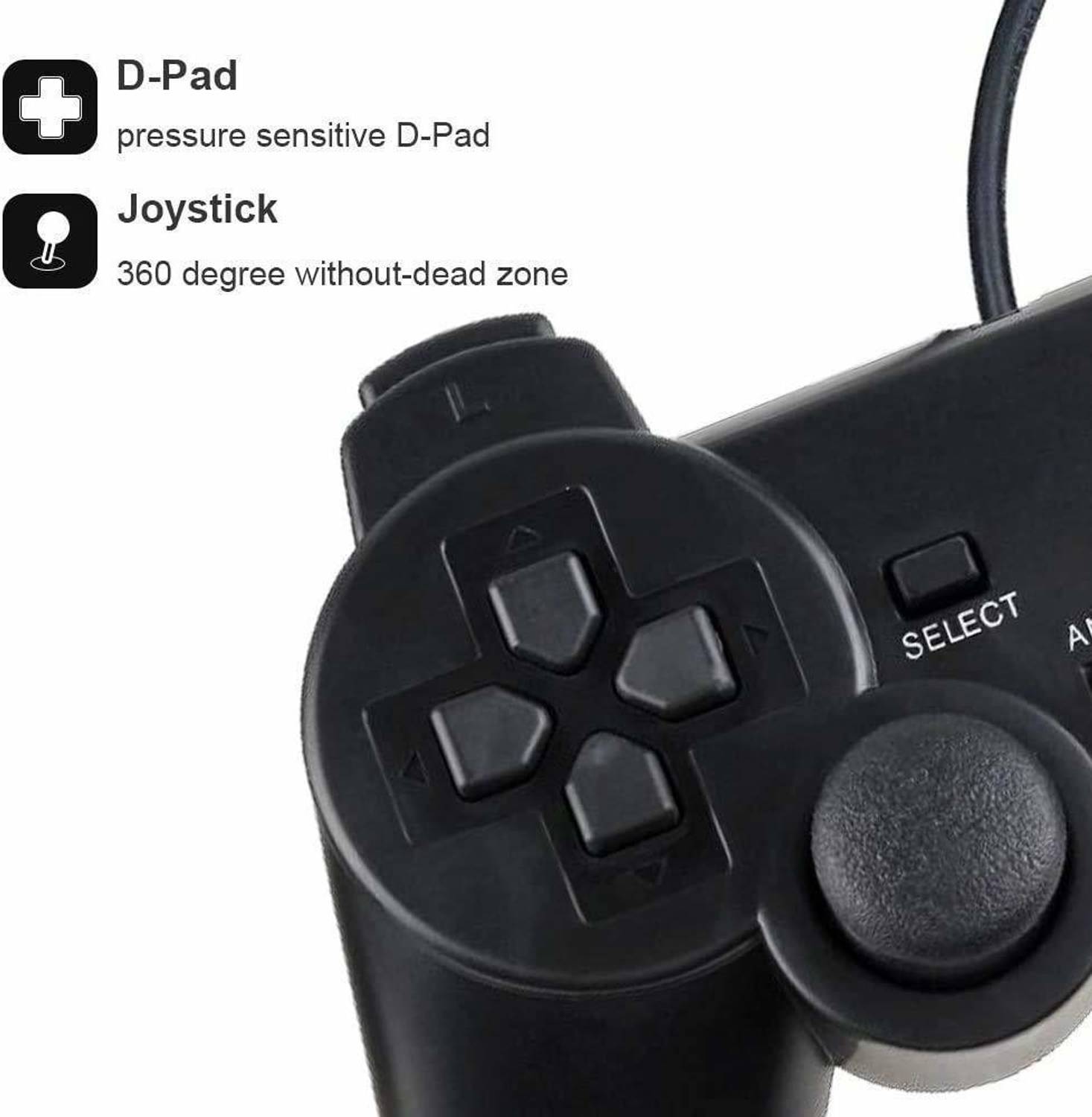 gamnik PS2 Dual Shock Wired Controller Black - Image 4
