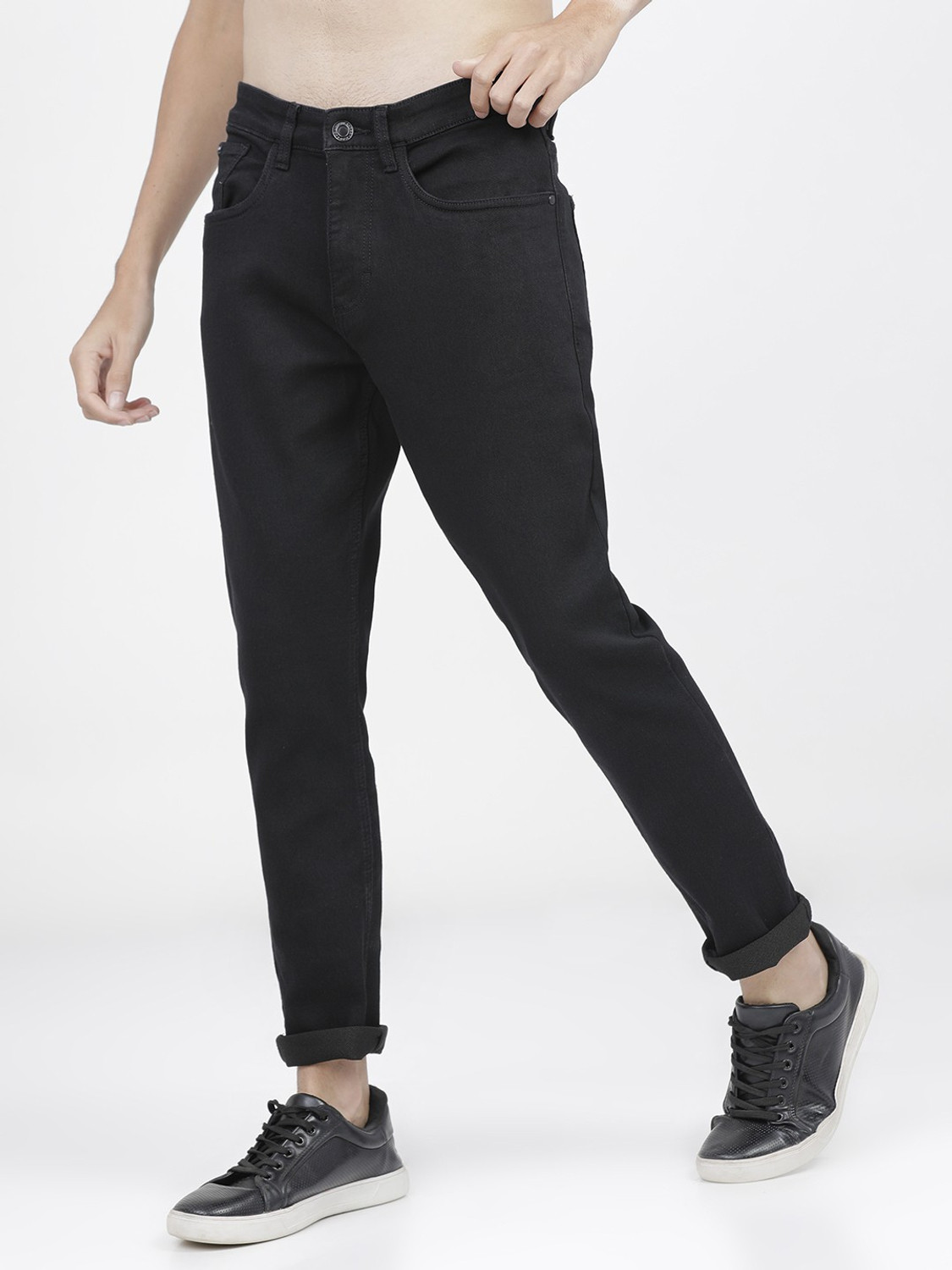 Image of HIGHLANDER Tapered Fit Men Black Jeans