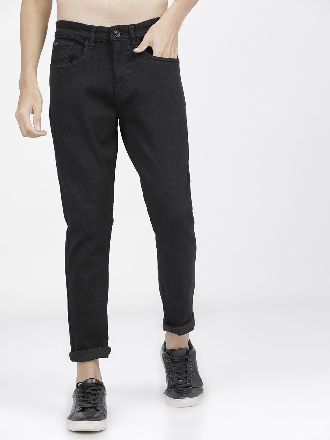 Image of HIGHLANDER Tapered Fit Men Black Jeans