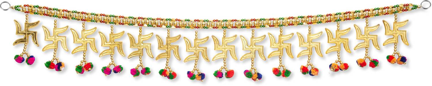 ARMONA CREATIONS Wall Hanging Designer Toran, Handmade Swastik PUM PUM Bandhanwal, Traditional Toran for Pooja, Festival, Wedding and Home Decor, 37.5 Inch Toran