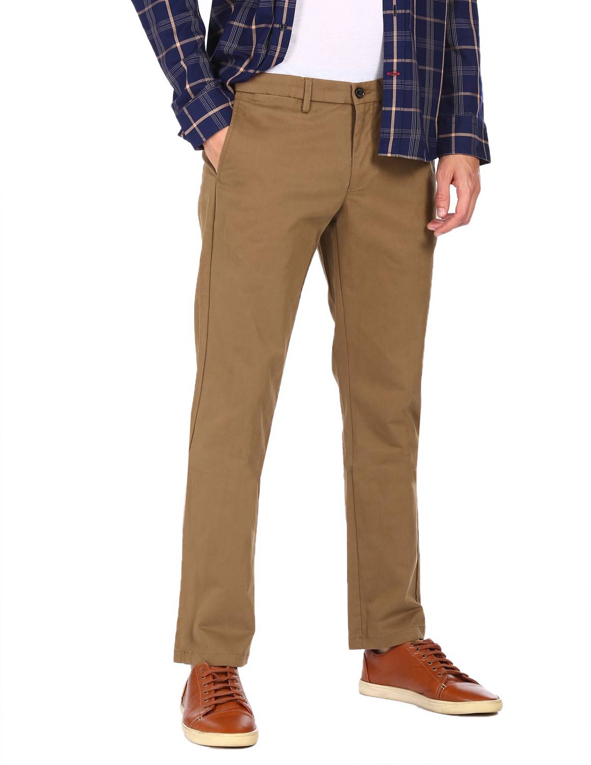 Arrow Sport Regular Fit Men Brown Trousers