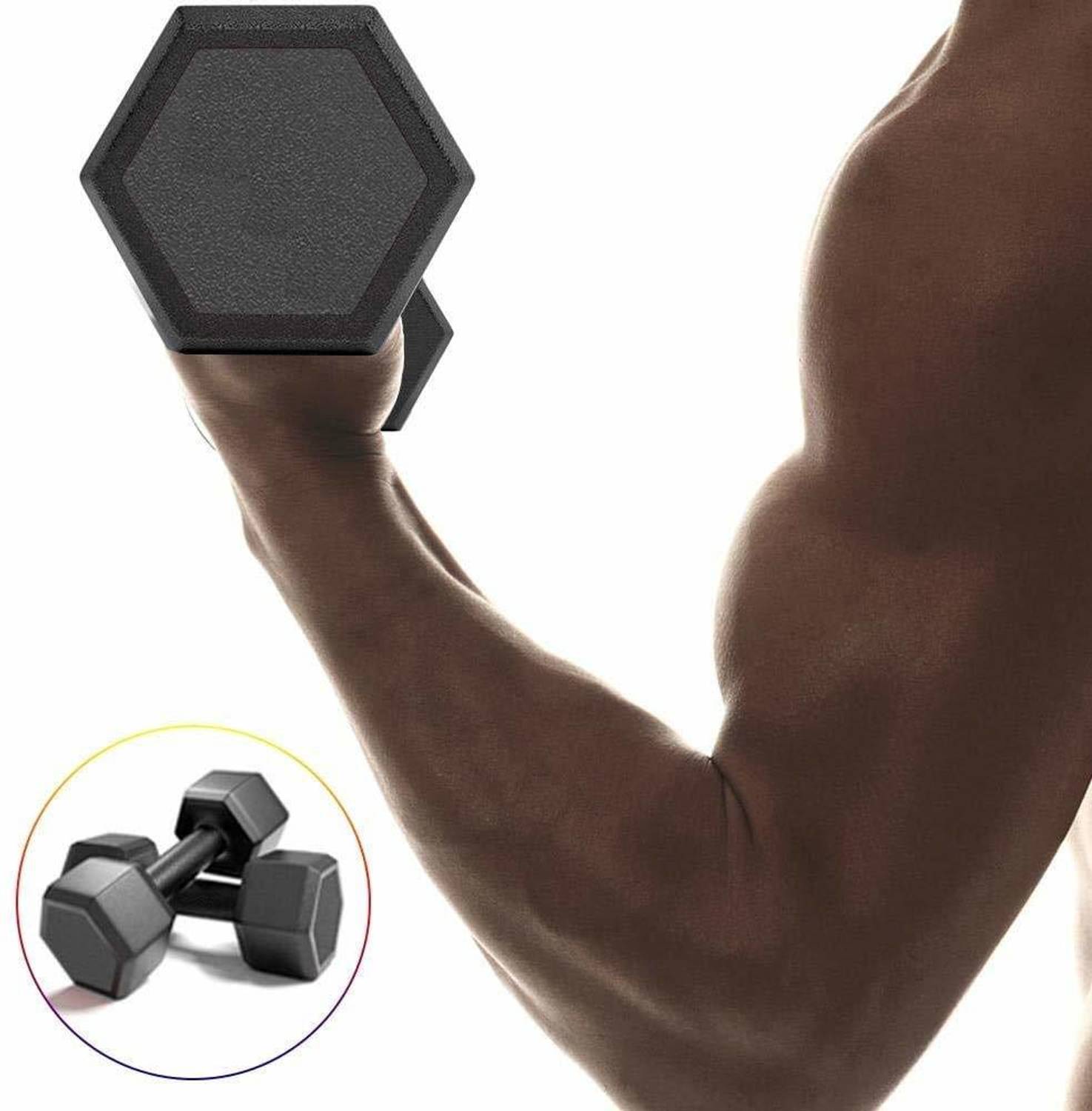 Sahib Black Hex Dumbbells Set - Image 4