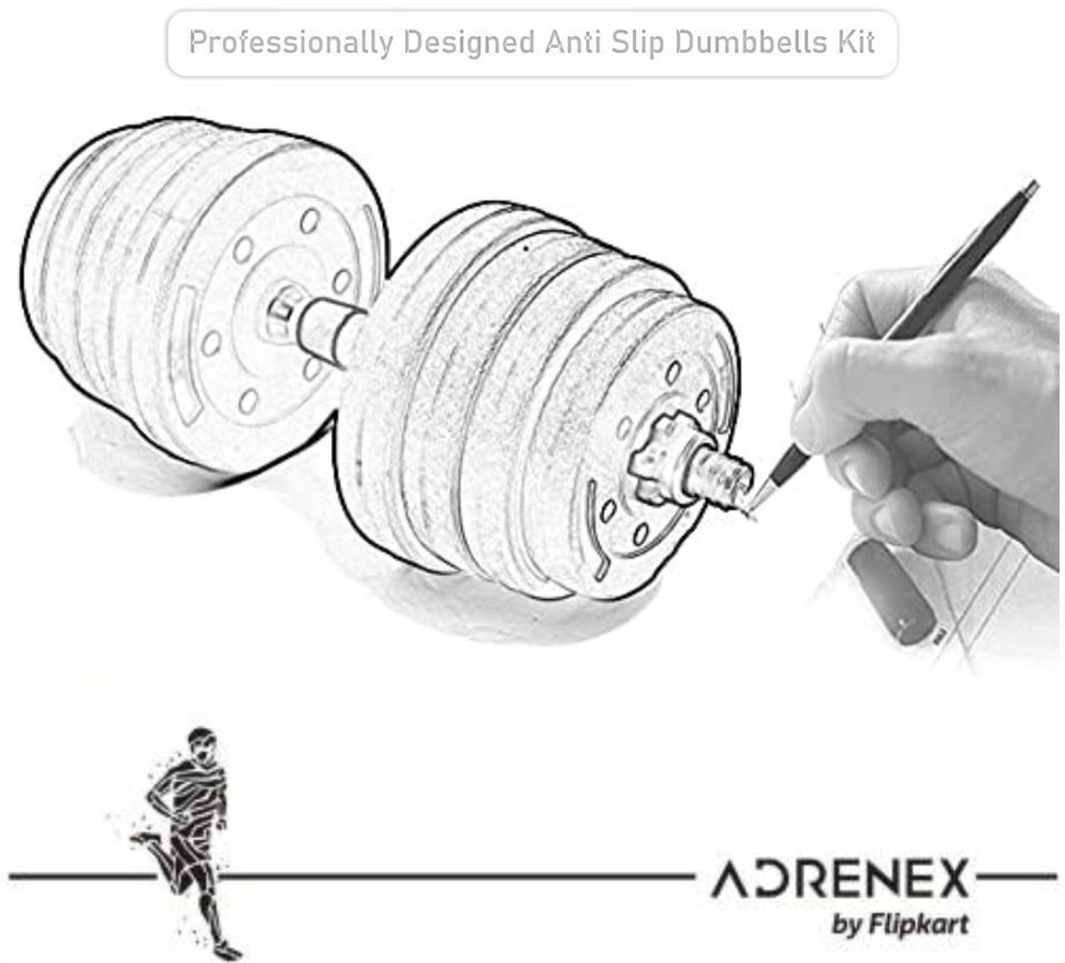 Adrenex 8 Kg Adjustable Dumbbells - Image 3