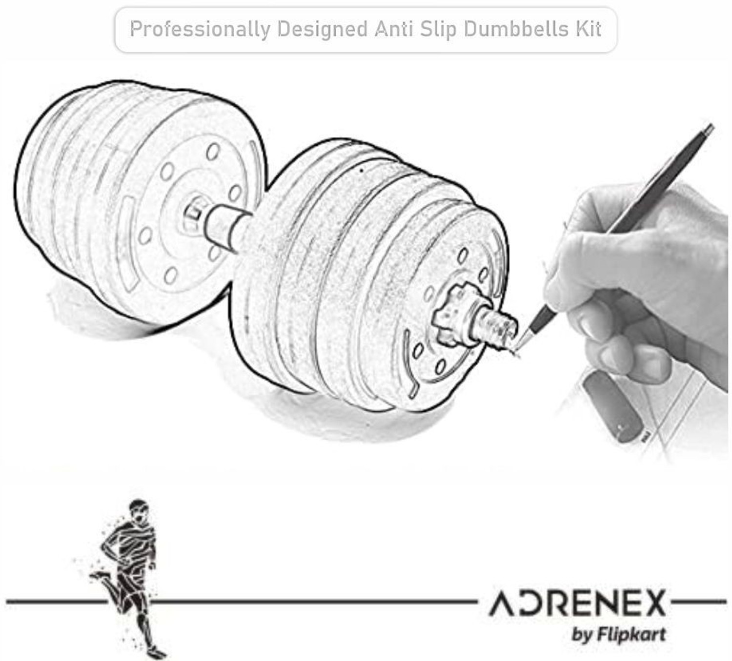 Image of Adrenex 3 IN 1 Convertible Dumbbells Kit 12 Kg For Home Gym Adjustable Dumbbell