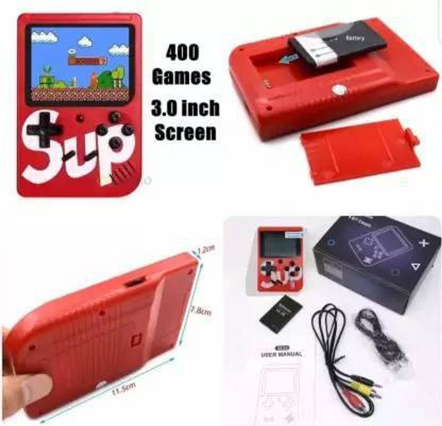 BSVR Newly 400 Games Super Mario 07 Gaming Console Portable and Best For Kids Game 8 GB with Super Mario, DR Mario, Mario, Contra, Turtles, Tank, Total 400 Games