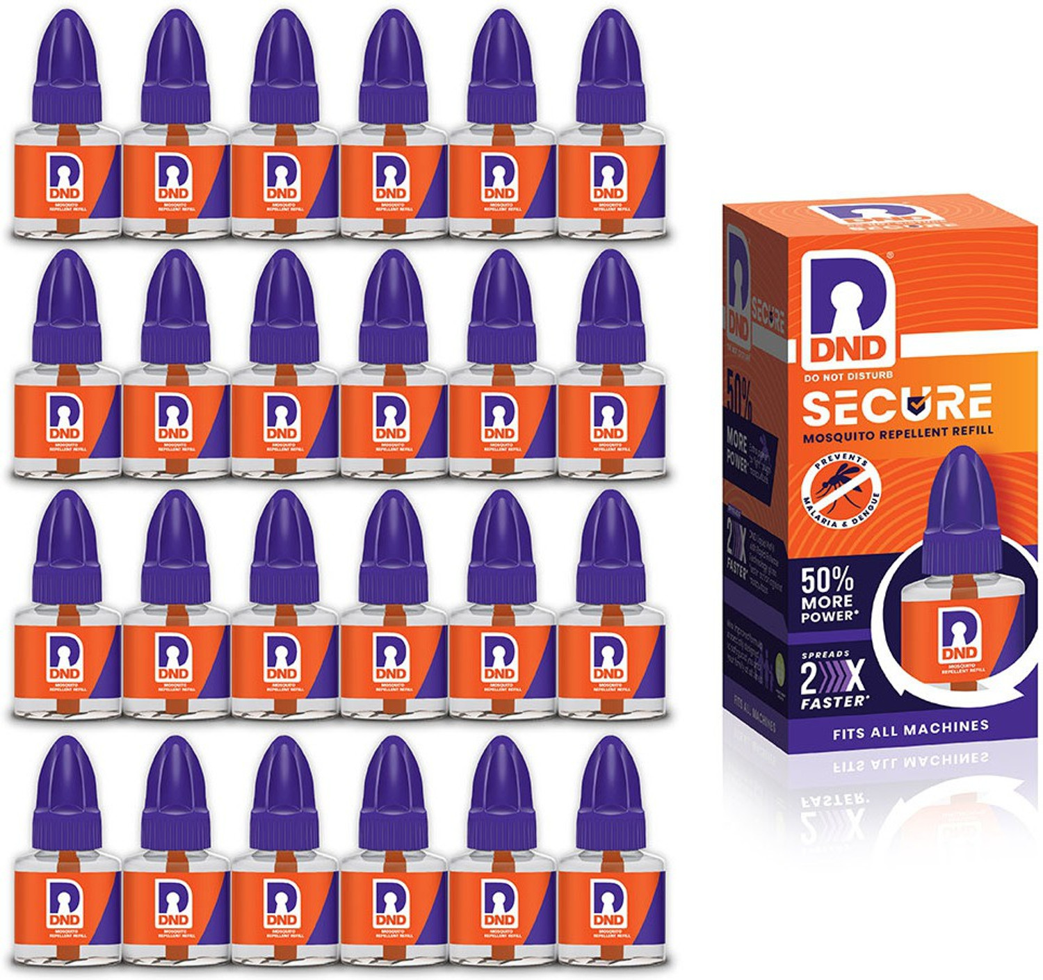 Image of DND Mosquito Repellent Refill | Liquid Vaporiser | 50% Extra Power | Pack of 24 - 45ml Each Mosquito Vaporiser Refill