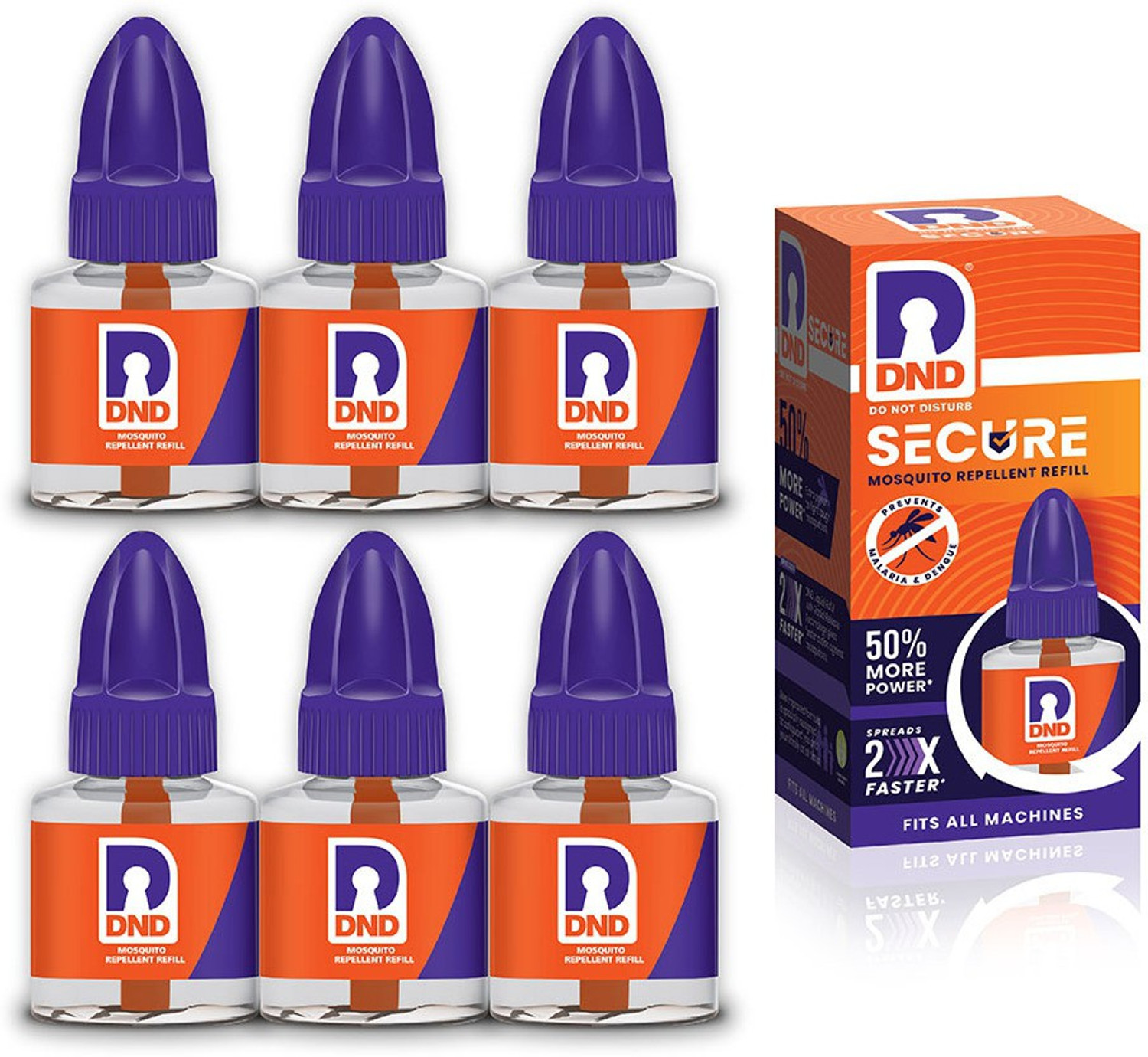 Image of DND Mosquito Repellent Refill | Liquid Vaporiser | 50% Extra Power | Pack of 6 - 45ml Each Mosquito Vaporiser Refill