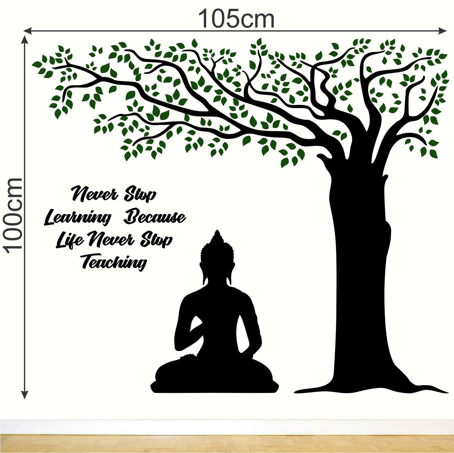 Image of WOLLPAP 105 cm Lord Buddha - Meditate - Under - Tree - Inspiration - Motivation - Quote - Colorful - Decorative - Wall Sticker - WP058 Self Adhesive Sticker