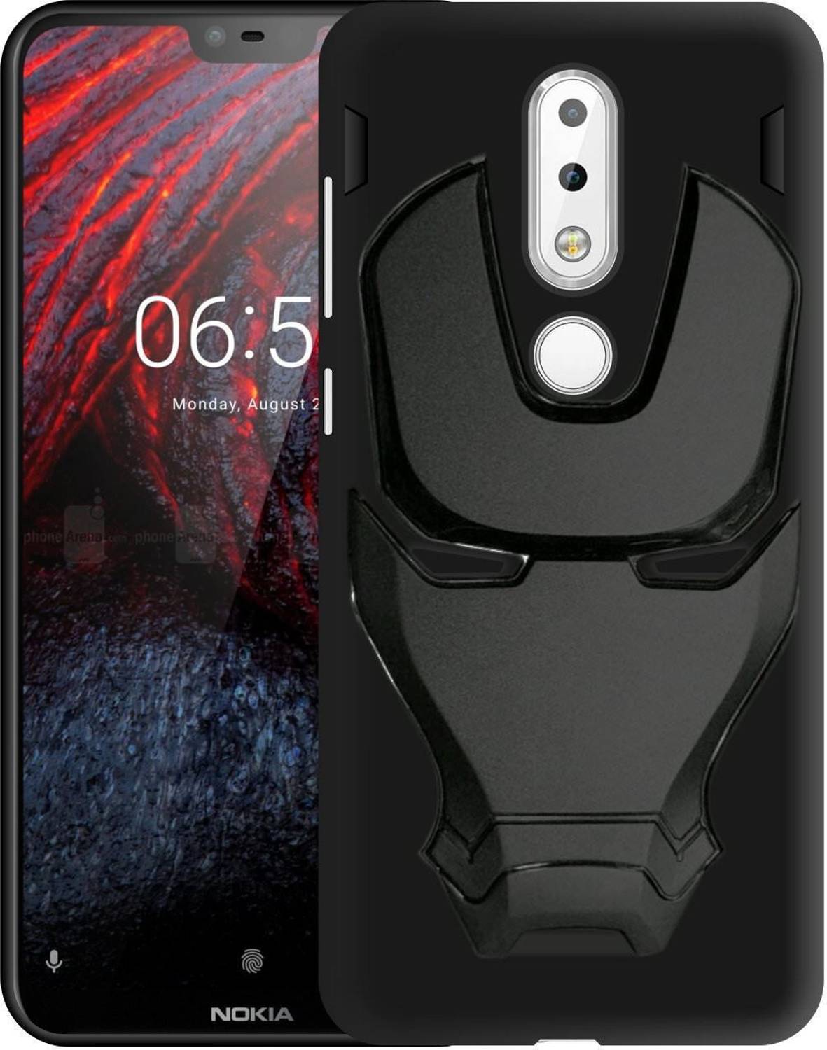Custodia Flip Con Portafoglio Per Nokia 6.1 Plus (2018) - PU Pelle Con Goffratura Mandala, Interno In Silicone TPU, Nera - 3