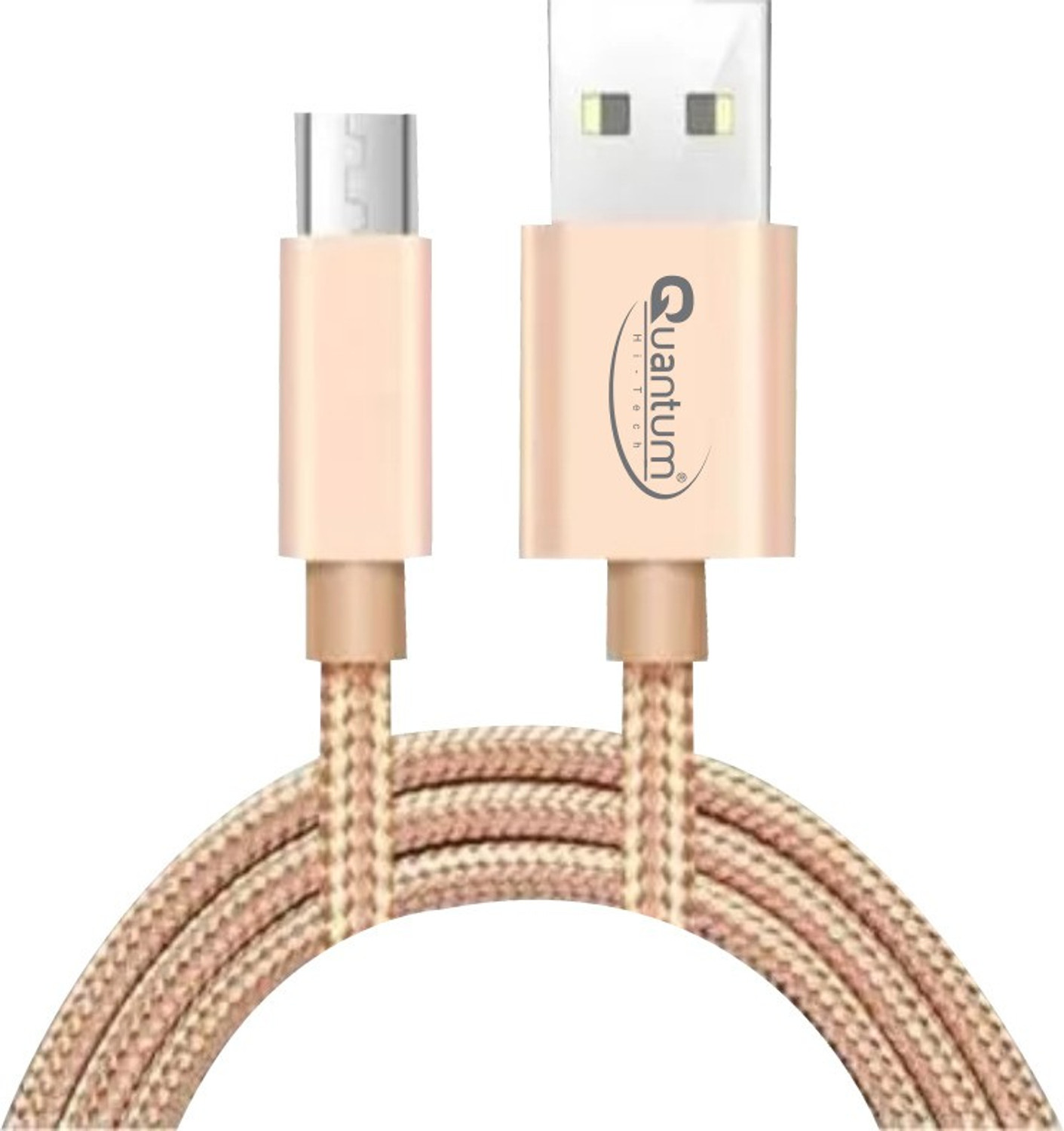 Image of QUANTUM Micro USB Cable 2.4 A 1.5 m Copper Braided S3 1.5m Tough & Durable Nylon Braided 2.4 A 1 m Micro USB Cable (Compatible with Mobiles, Tablets and All USB Charging Devices, Gold, One Cable)